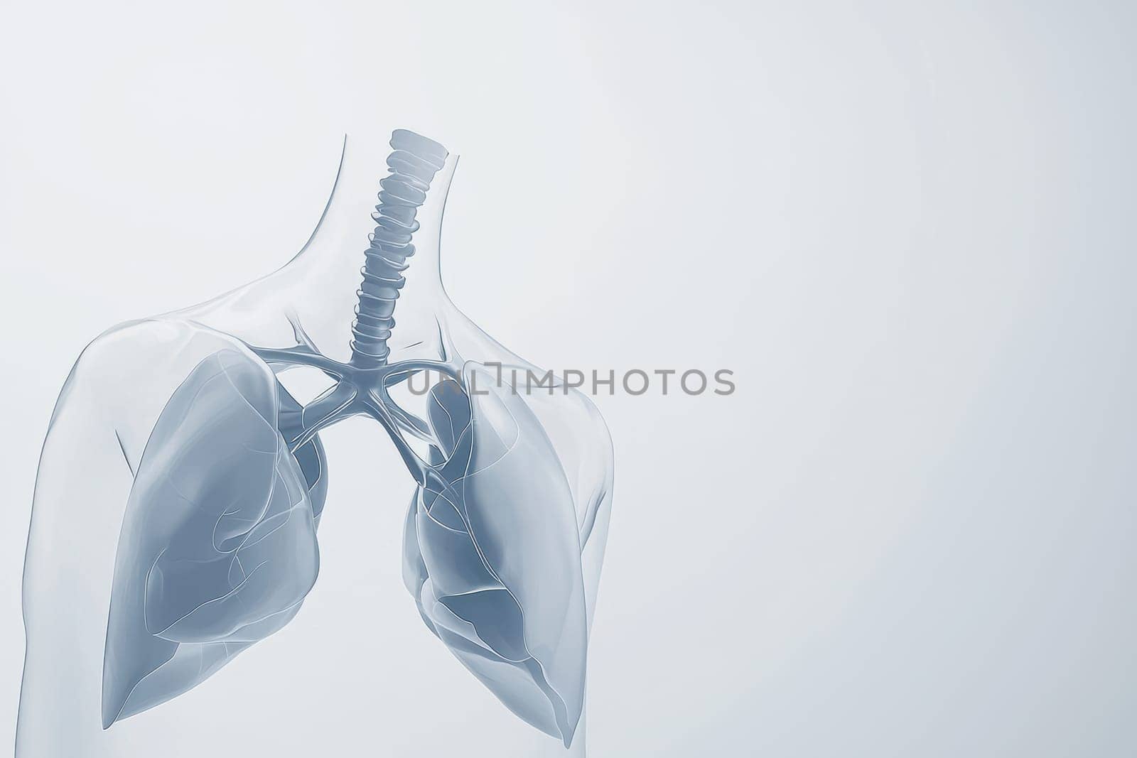 An illustration of human lungs that effectively showcases the intricate respiratory anatomy for educational purposes