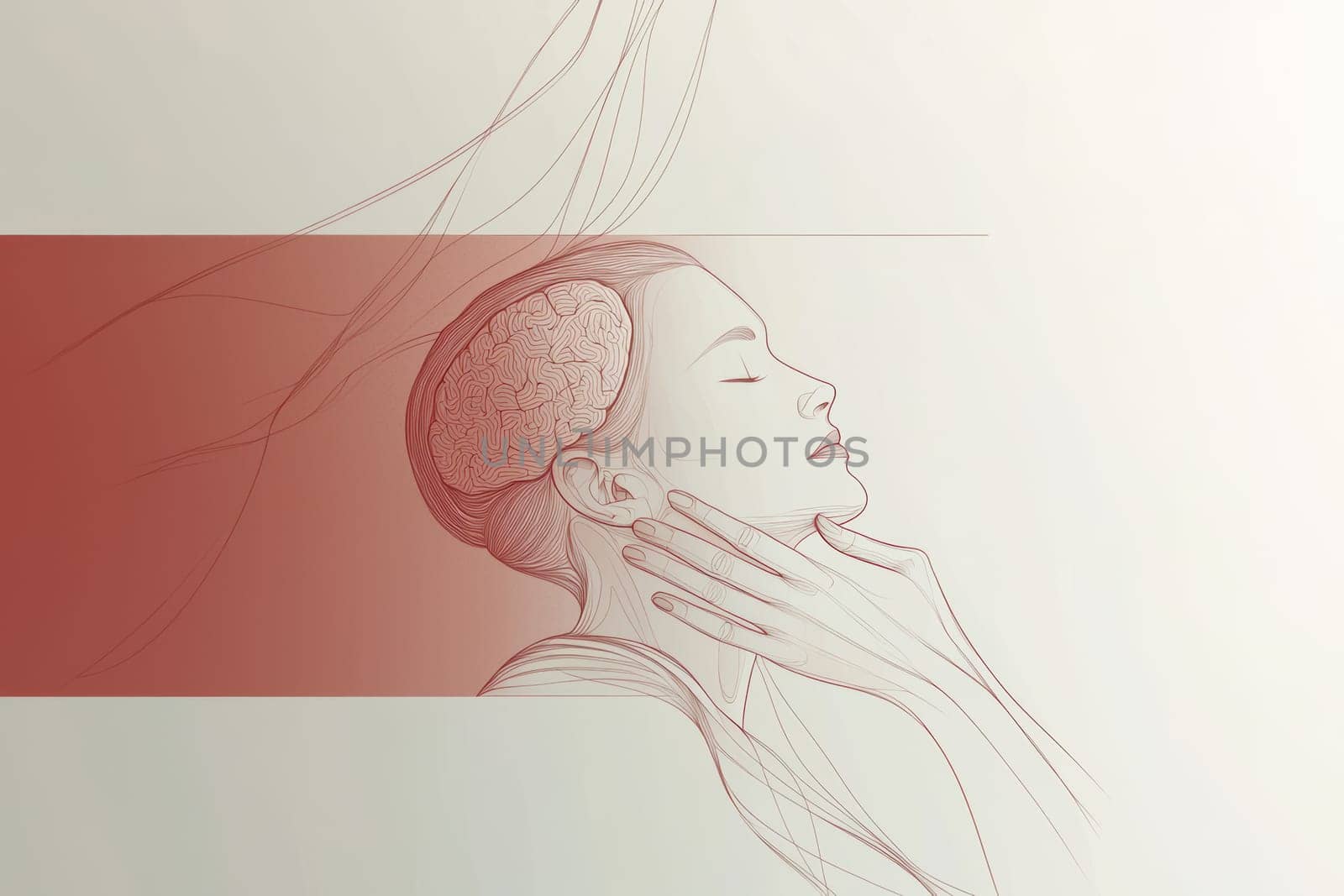 An intricate artistic representation showcasing a serene profile, featuring abstract lines and warm, inviting colors