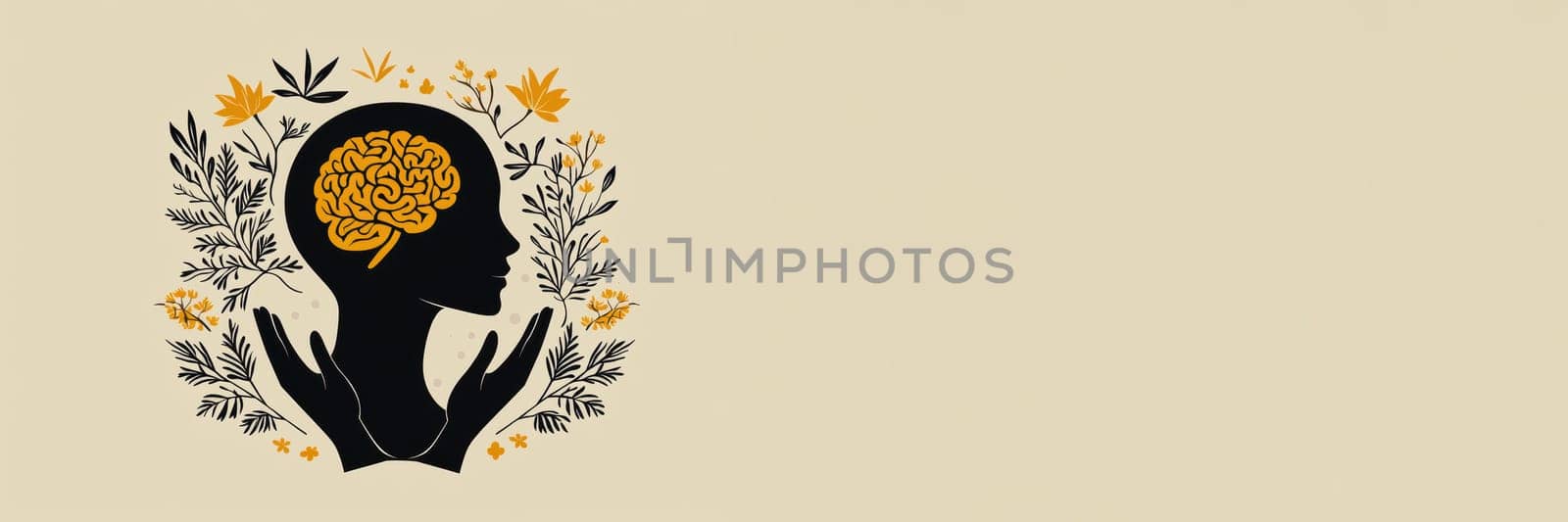 An artistic representation depicting mental wellbeing, beautifully blending elements of nature with human aspects