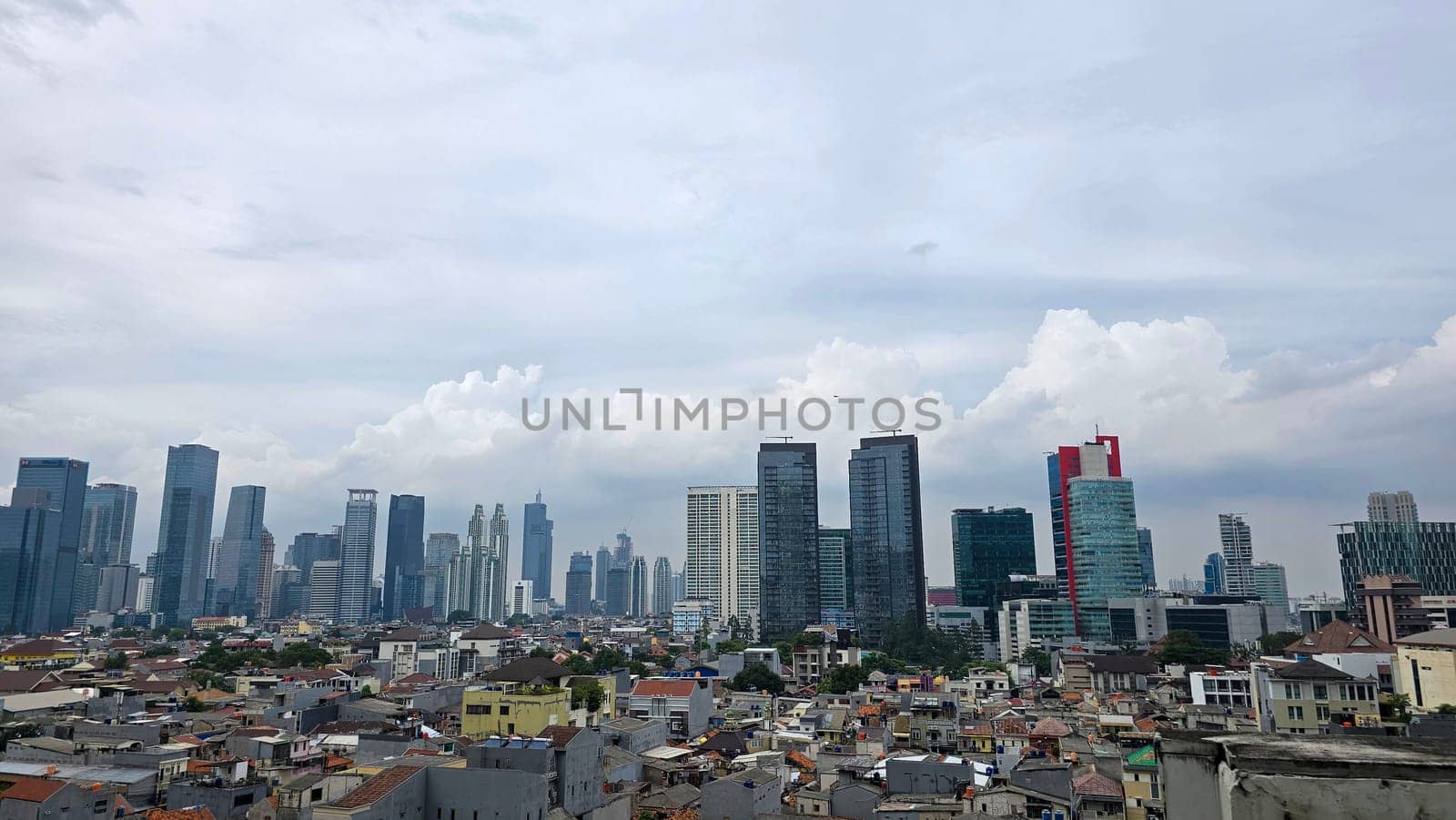 City skyline featuring modern and classic architecture, with prominent skyscrapers and urban buildings with colorful bright colors, capturing the essence of metropolitan life and architectural diversity.