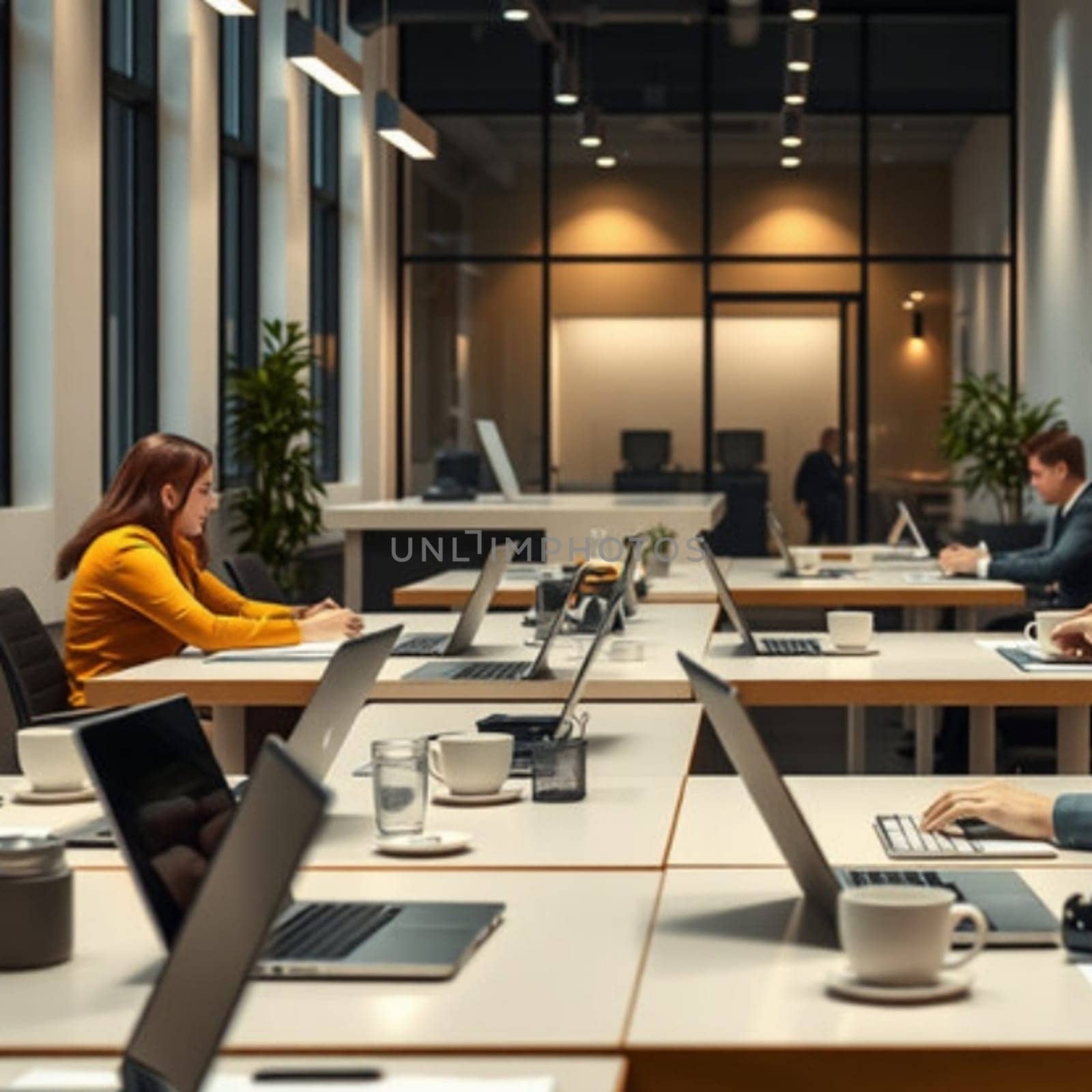 Business lunch people womens office businessman working room indoor building generated ai alt. High quality 3d illustration
