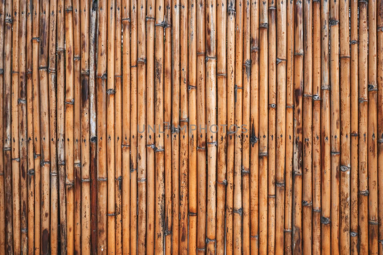natural wooden fence background with a texture of a pattern of dry bamboo