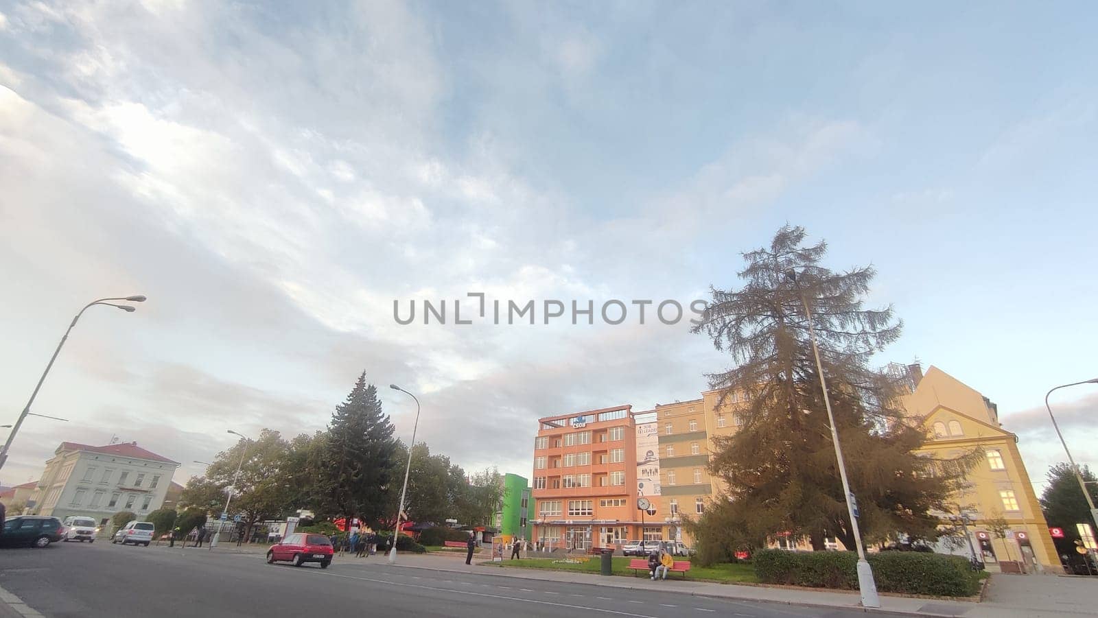 October 16 2024 Decin Czech Republic Europe . Street intersection building city centre town . High quality photo
