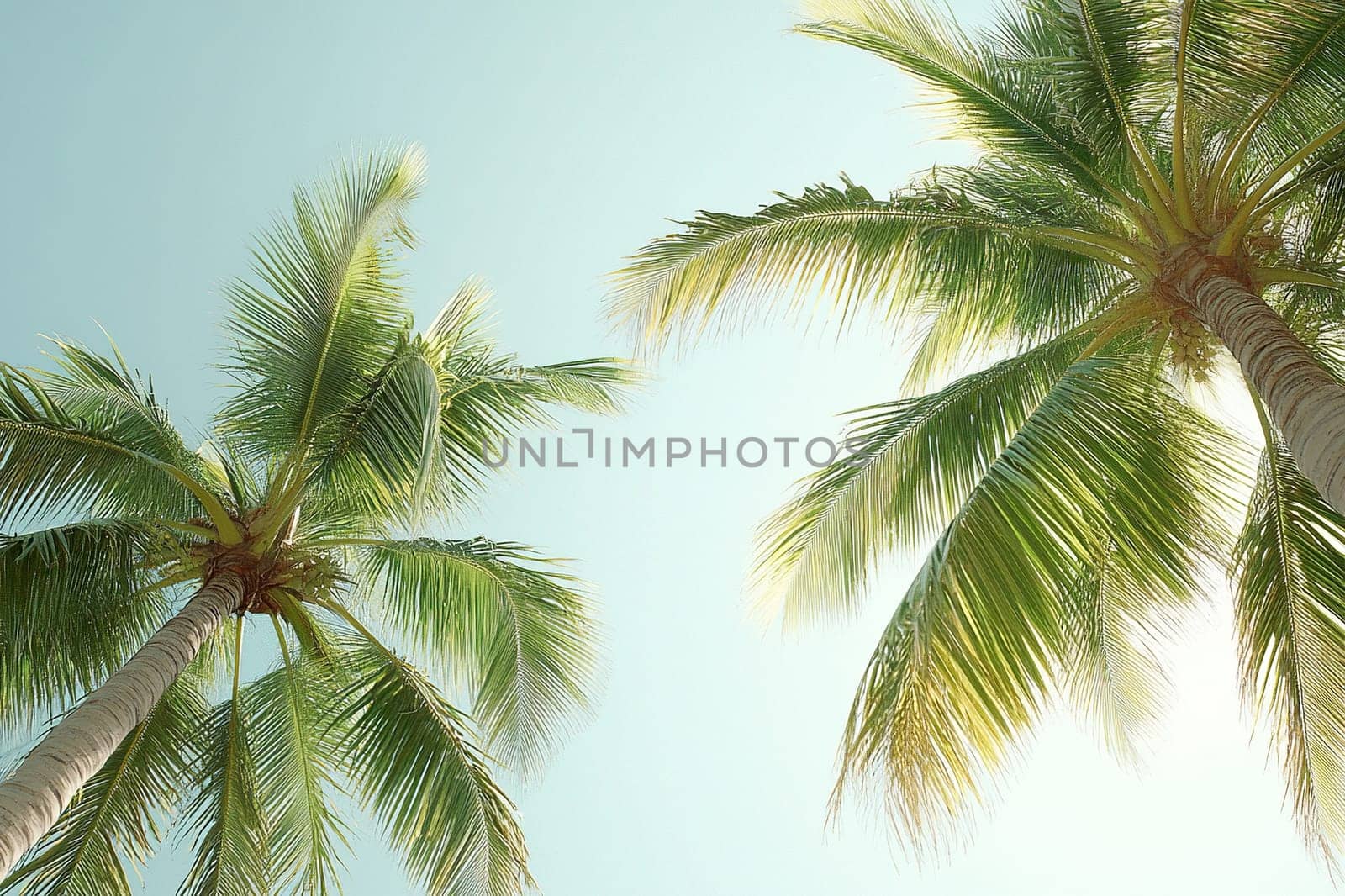 Palm trees against clear sky, muted natural colors