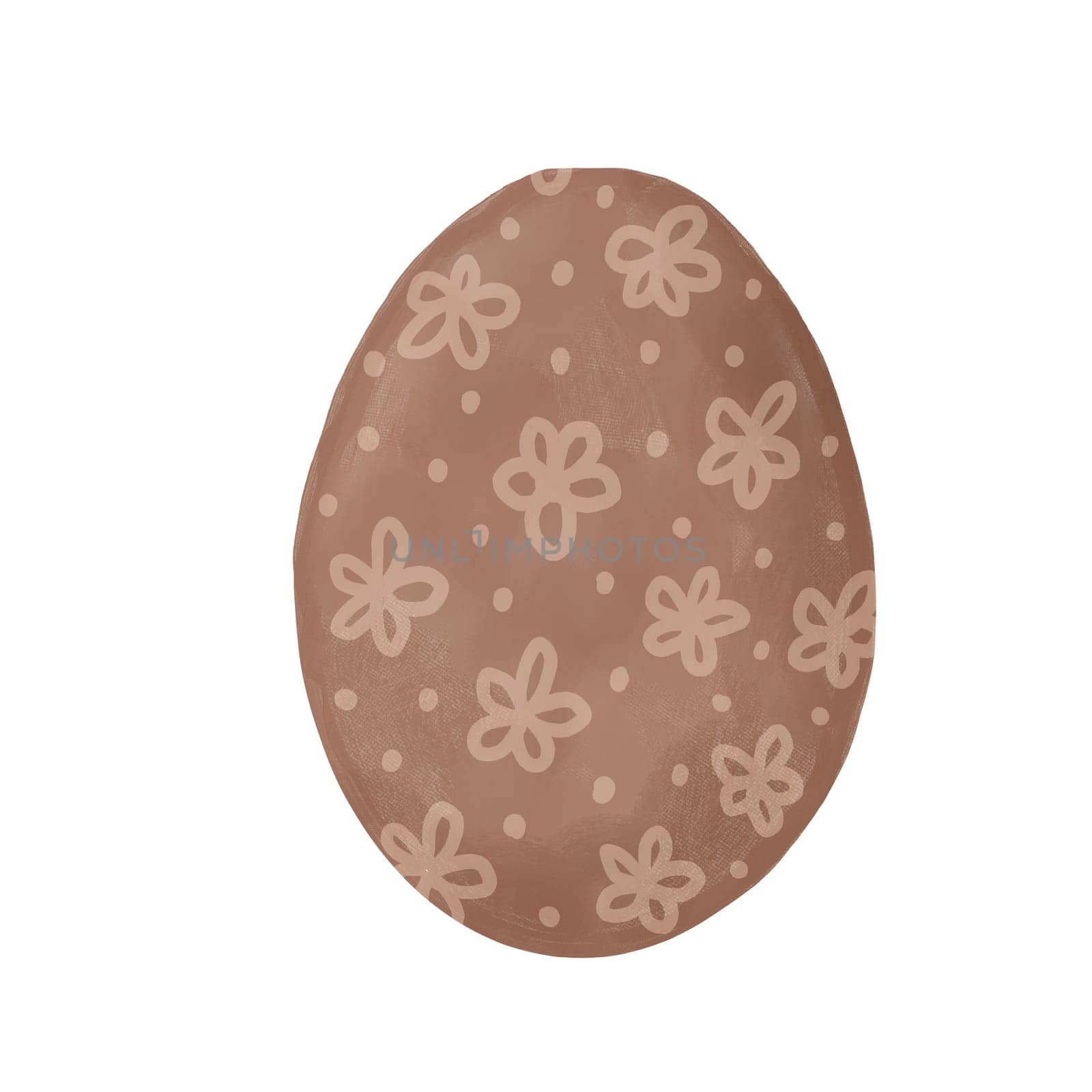 hand drawn happy easter eggs of beige brown mocha mousse color with floral polka dot ornament. Colored religious Christian symbols for cards design celebration banner, simple minimalist design for spring holiday art