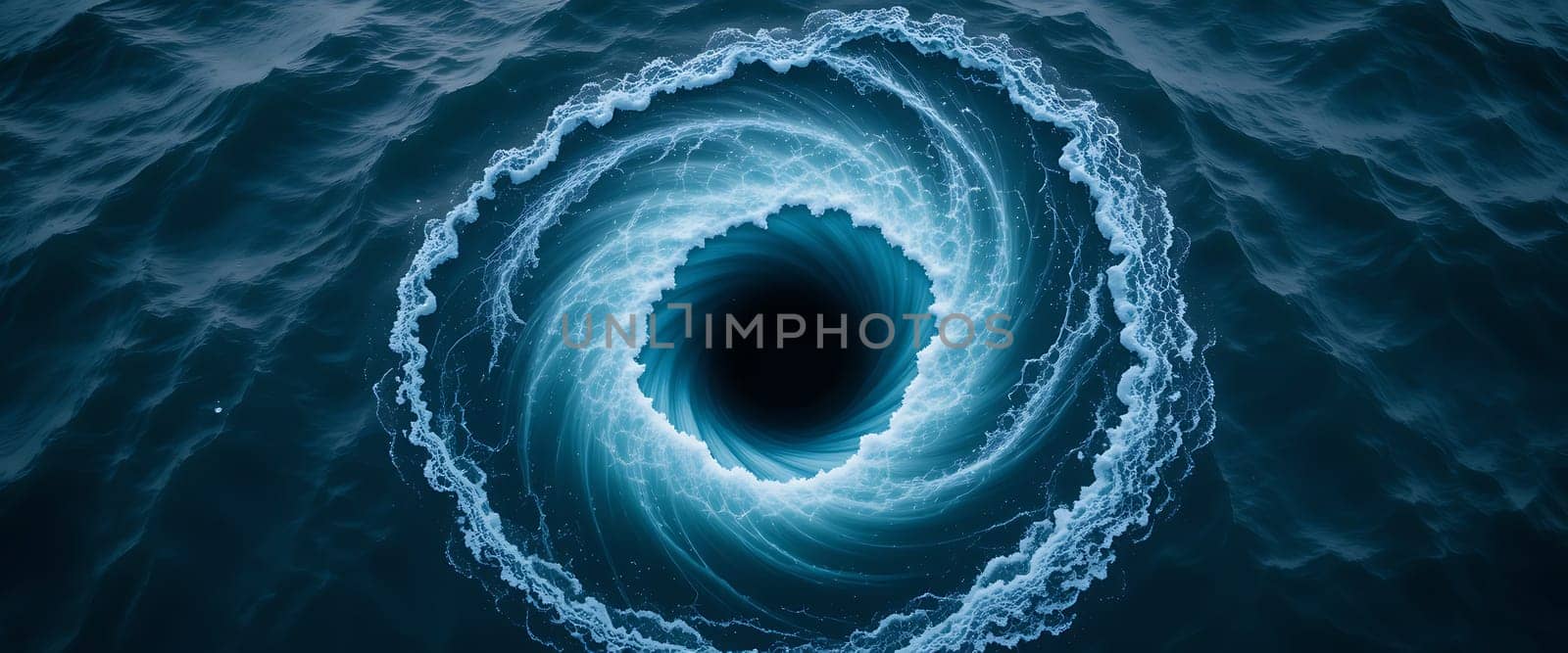 Dark waves swirl into an abyss, a haunting vortex of mystery. The cold, icy tendrils reach out, pulling you into the unknown depths. Fear and awe collide.