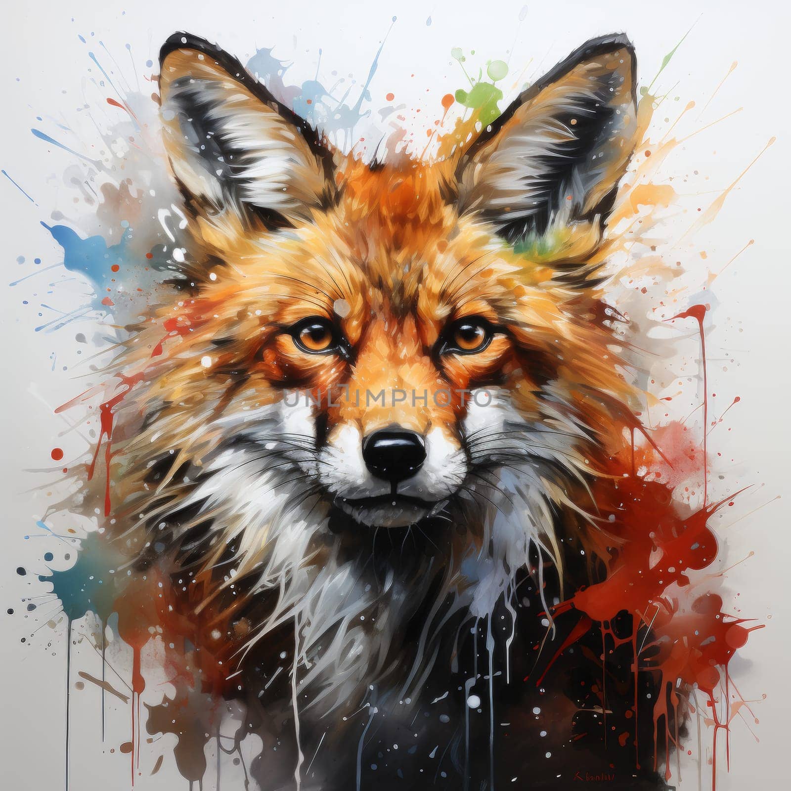 Portrait of a fox. Graphic Representation. High quality photo