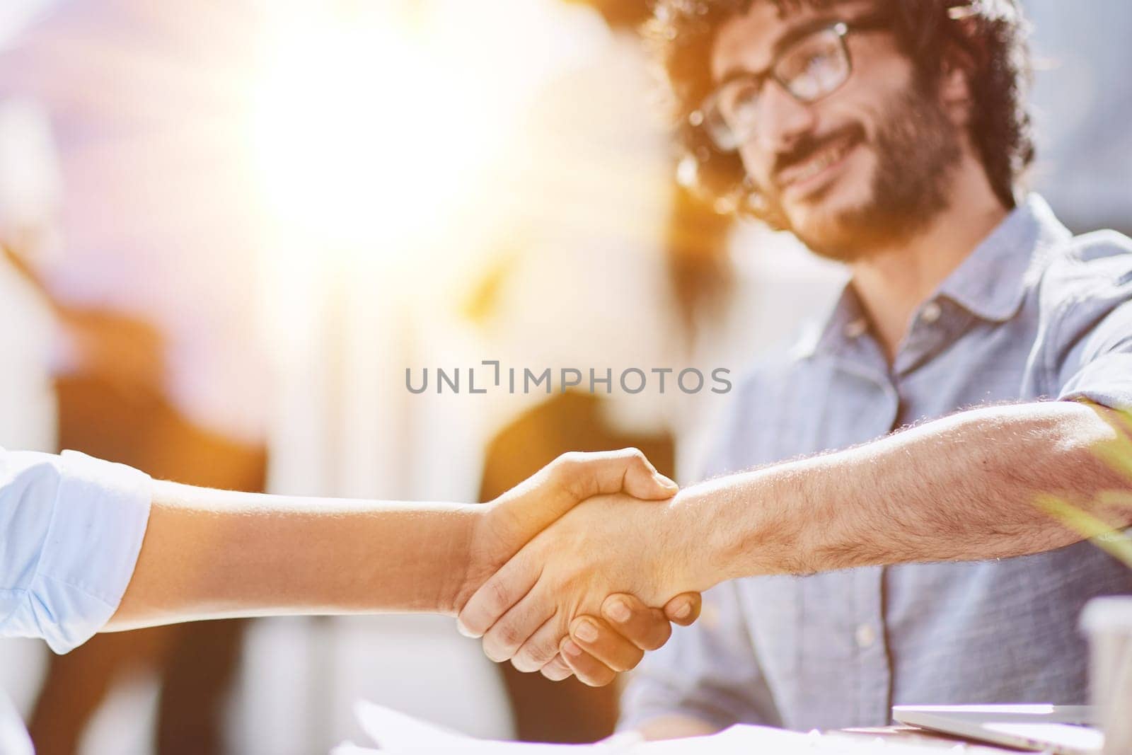 Business professionals in a successful meeting, displaying teamwork and collaboration.