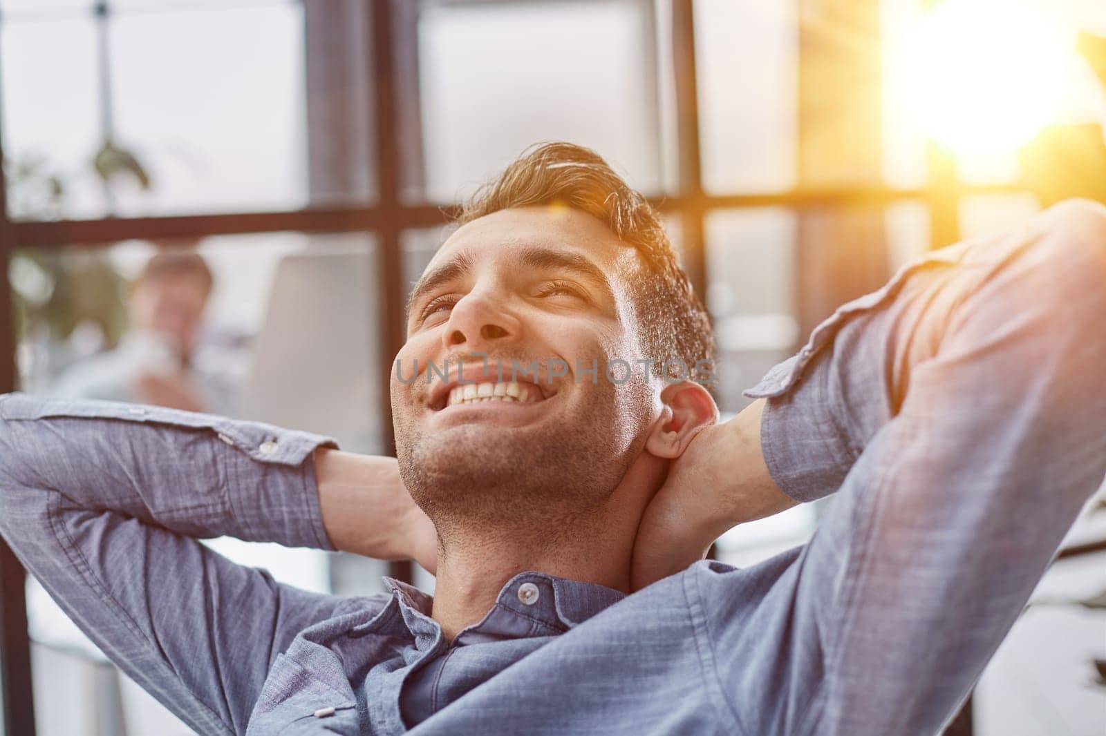 Business young man relax after work of office