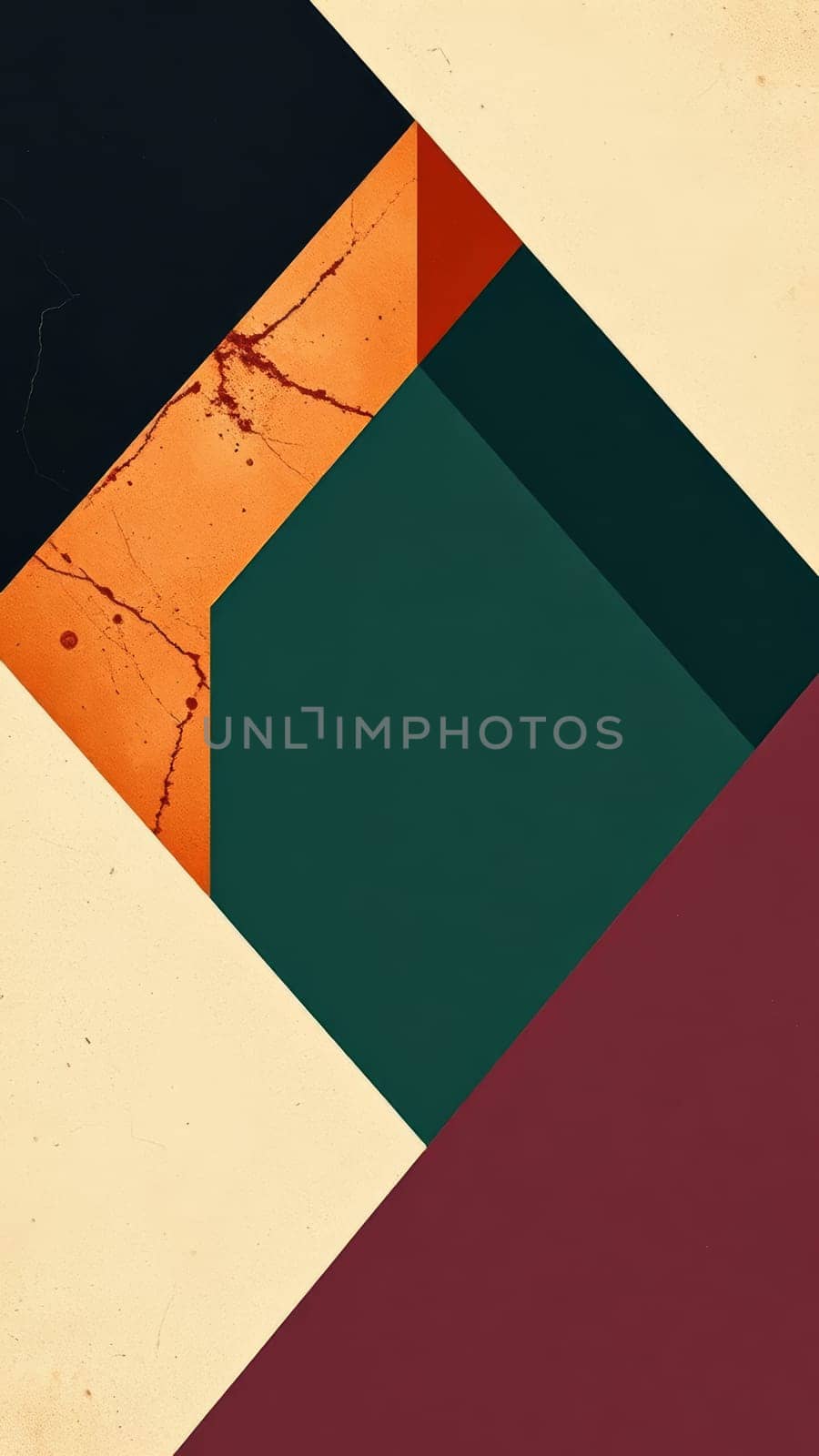 An abstract art composition of geometric shapes in bold colors. Textures add depth and visual interest, creating a modern and eye-catching design. The angular shapes create a dynamic feel.