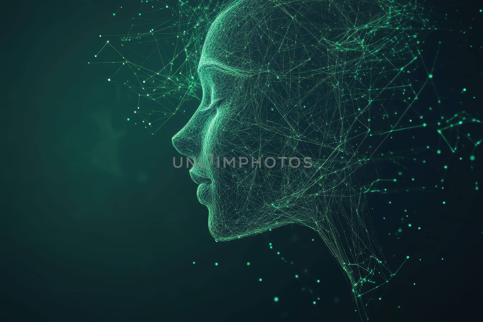 A stunning visualization of a glowing human figure crafted from intricate data points against a dark backdrop, symbolizing innovation and creativity.