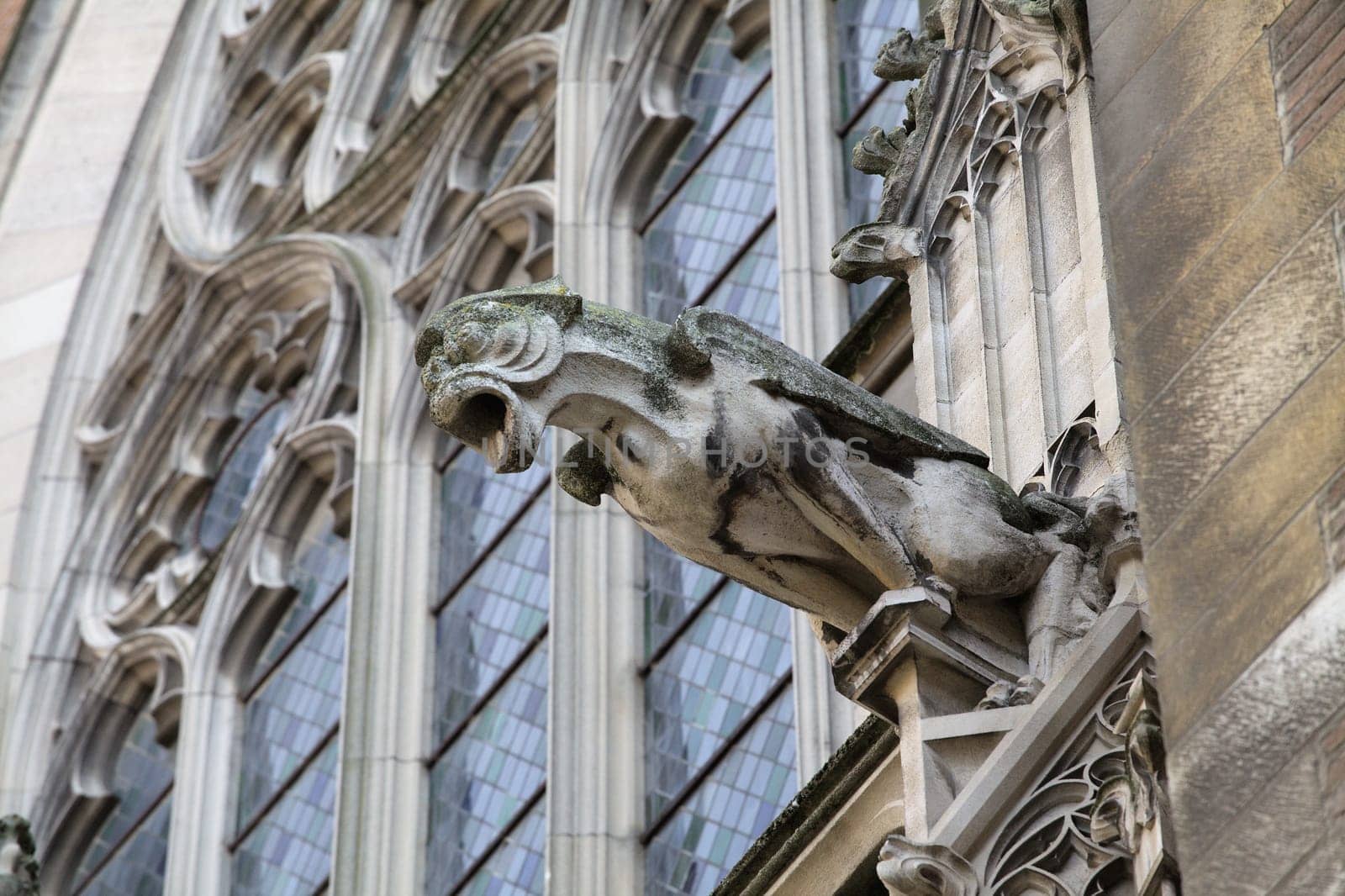 A dramatic stone gargoyle watches over Toulouse, reflecting the rich history of Cathedral Saint-Etienne.