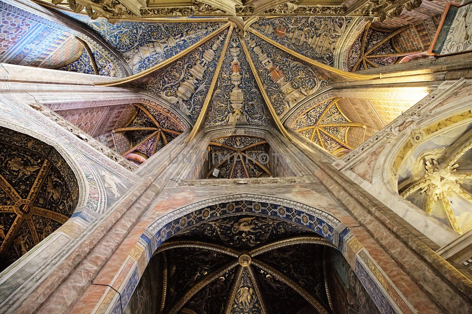 Detailed craftsmanship of the ceiling in Sainte-Secile Cathedral highlights the artistry and history of Albi, France.