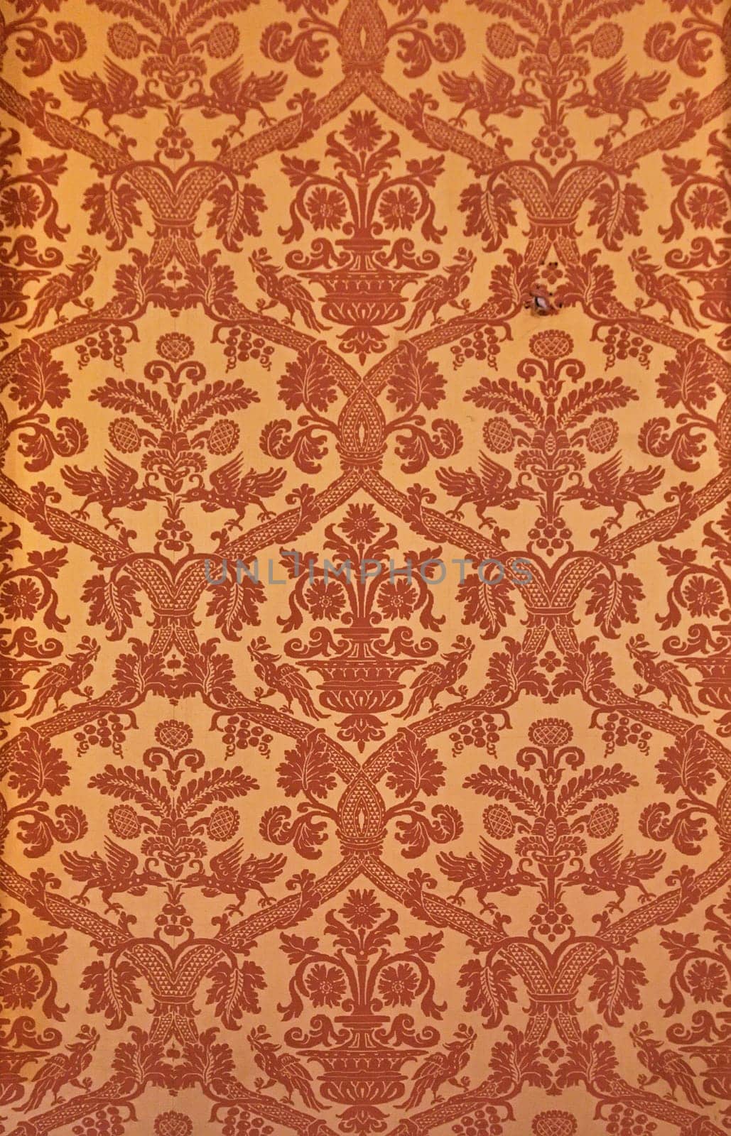 Textile wallpaper in Chambord castle in France