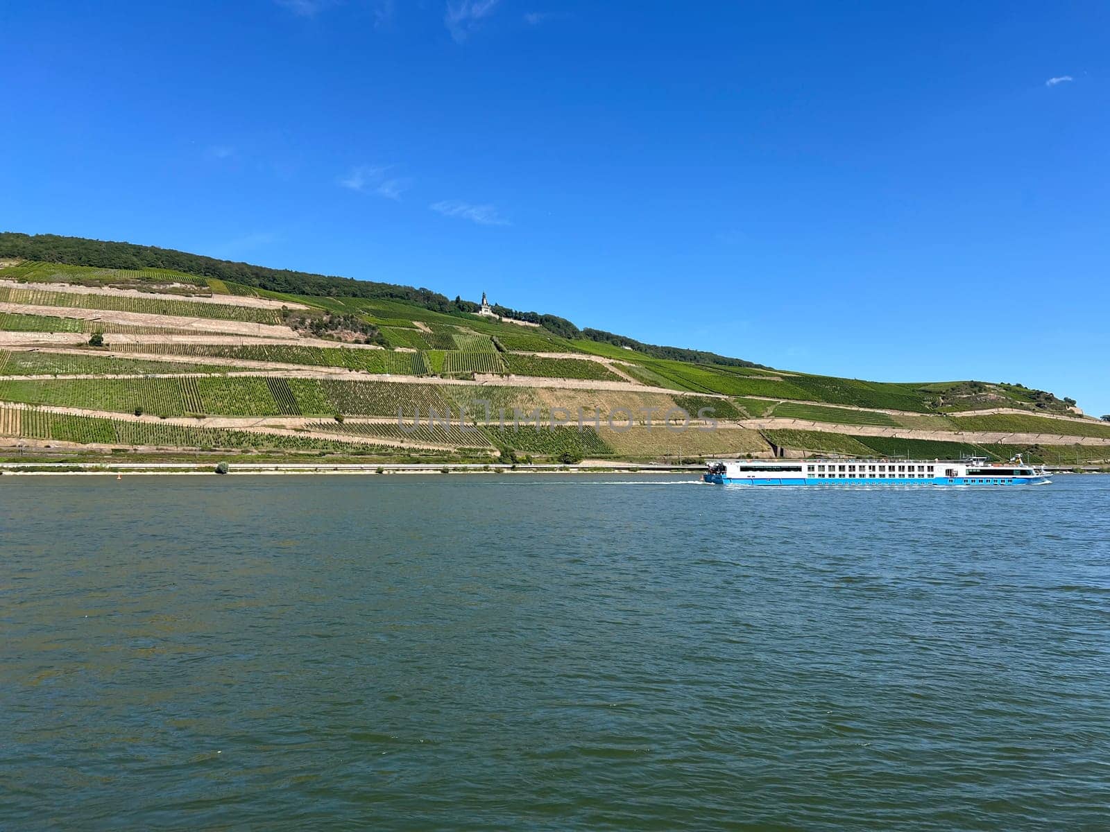 Rhine landscape in the upper Middle Rhine Valley between Ruedesheim and Lorch
