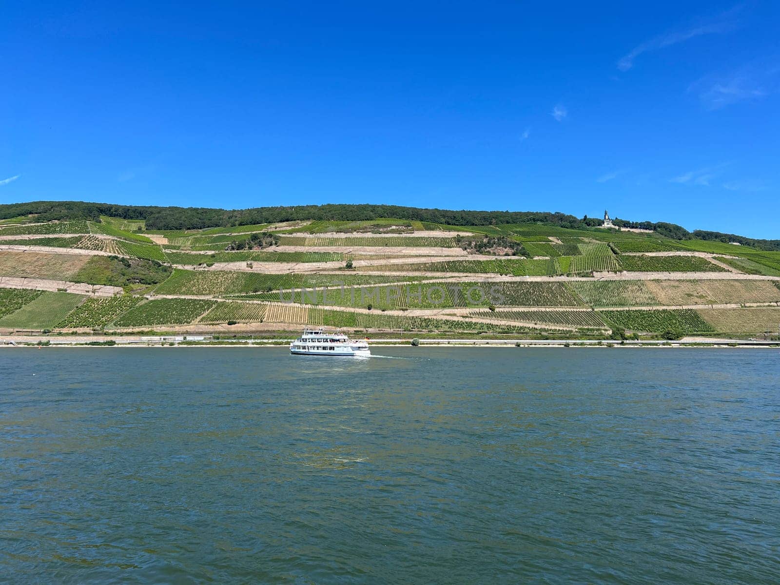 Rhine landscape in the upper Middle Rhine Valley between Ruedesheim and Lorch