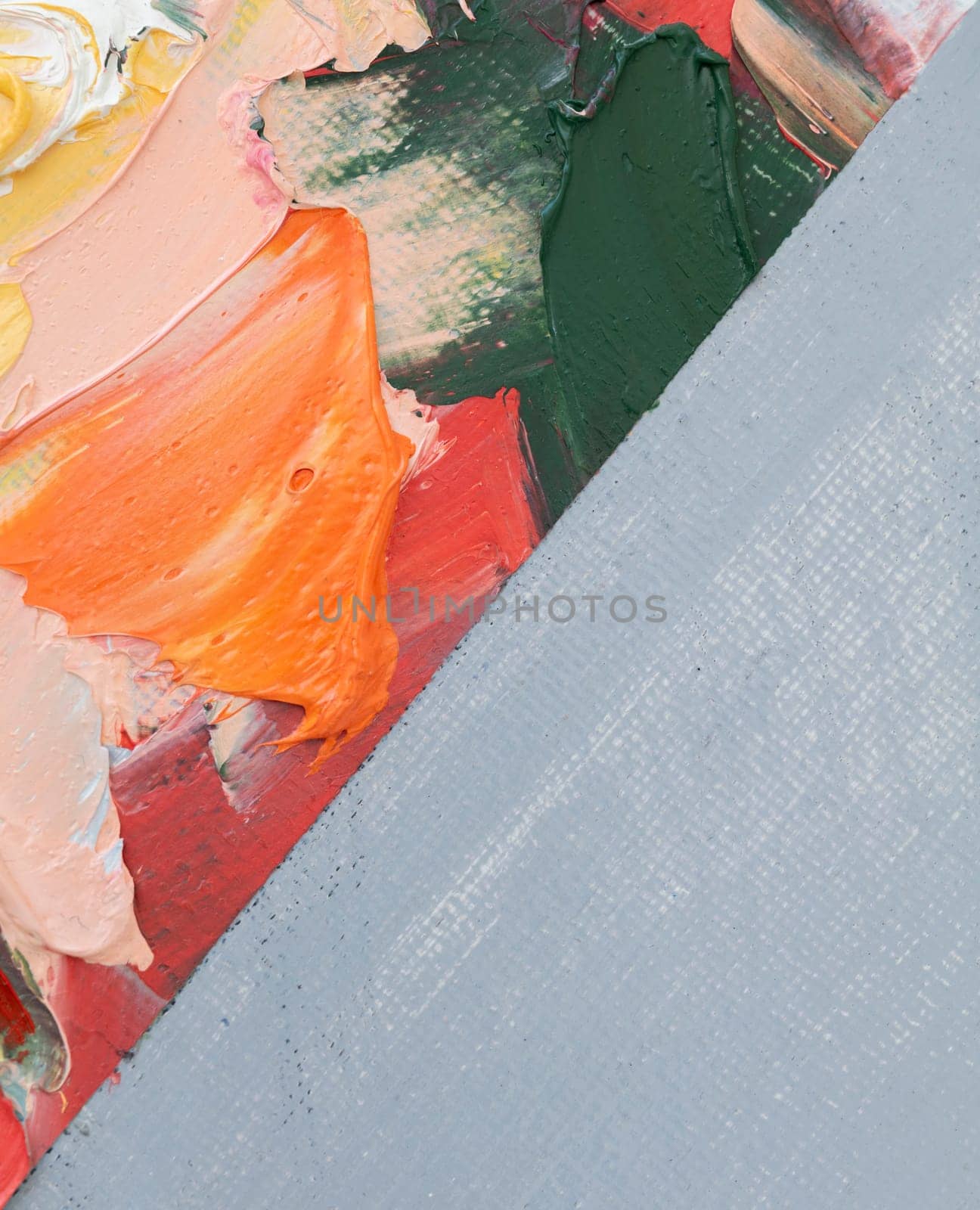 Brightly colored paint fragments showcase dynamic strokes and texture, emphasizing the artistry of palette knife technique. This artwork captures a lively interaction of colors.