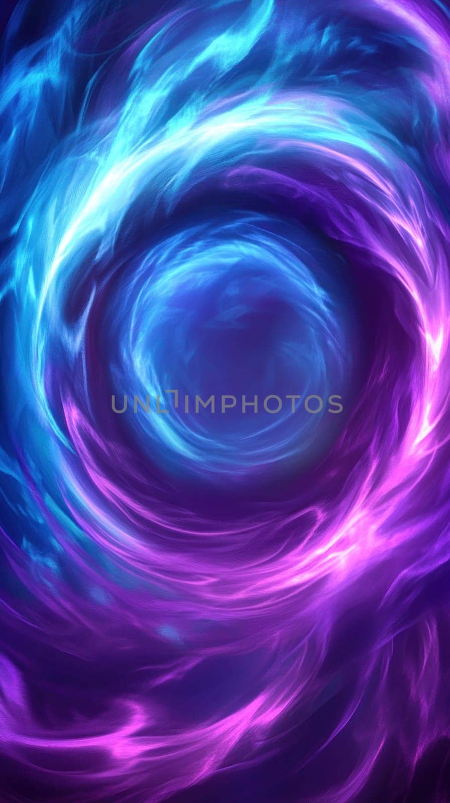 Abstract background showcasing a swirling vortex of blue and purple energy, converging towards a central void