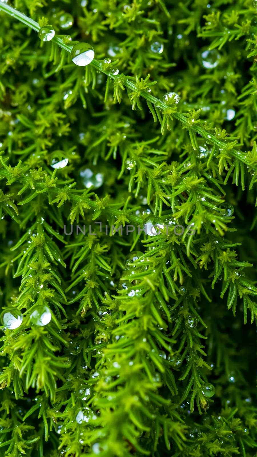 Wet green moss on the rocks. High quality photo