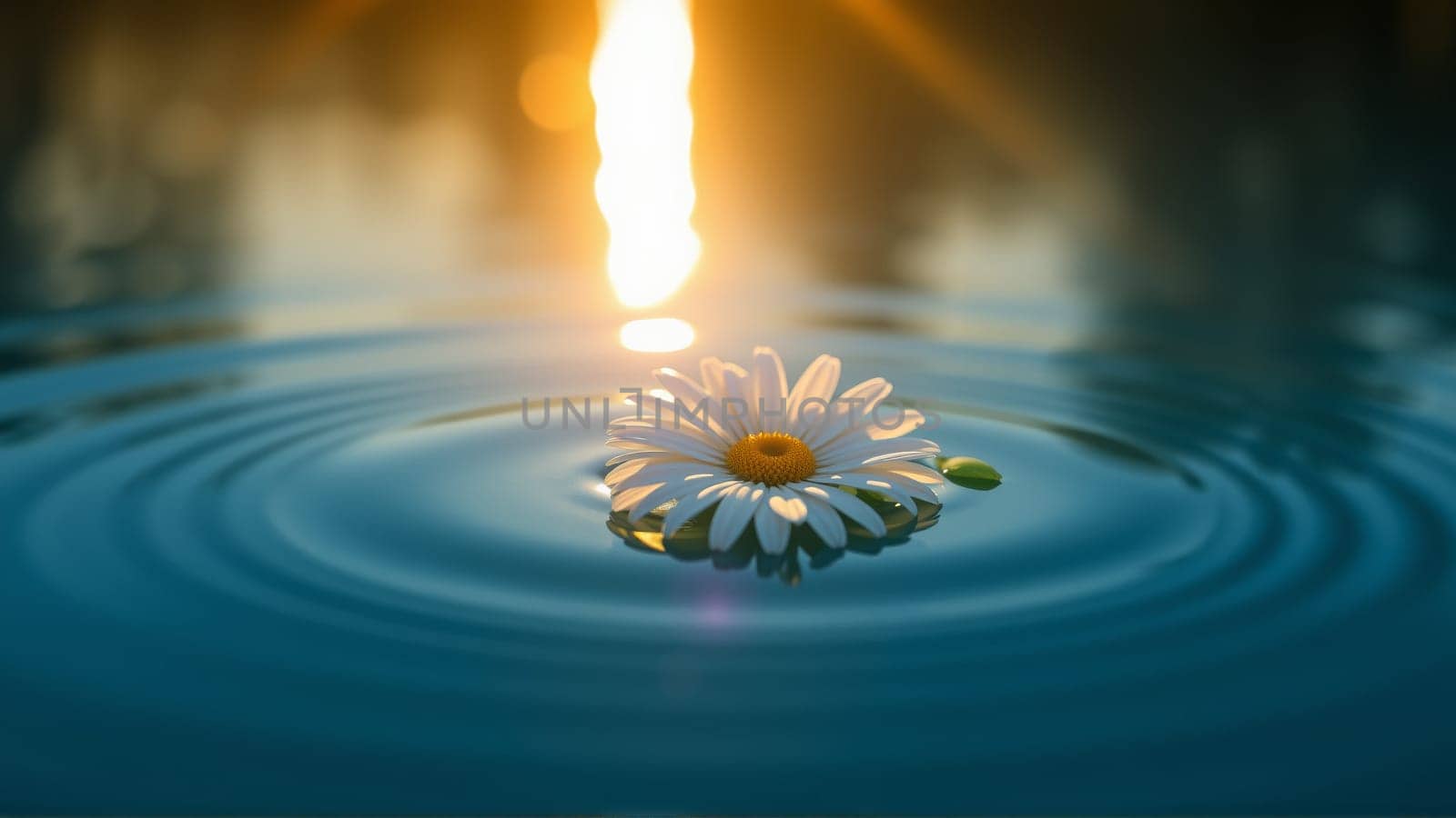 Chamomile flower floating in water. High quality photo