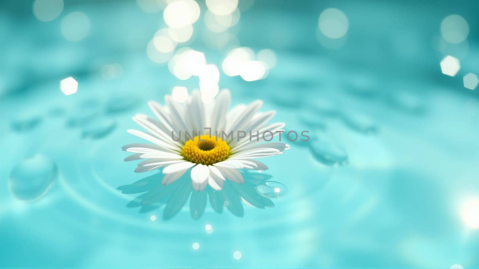 Chamomile flower floating in water. High quality photo