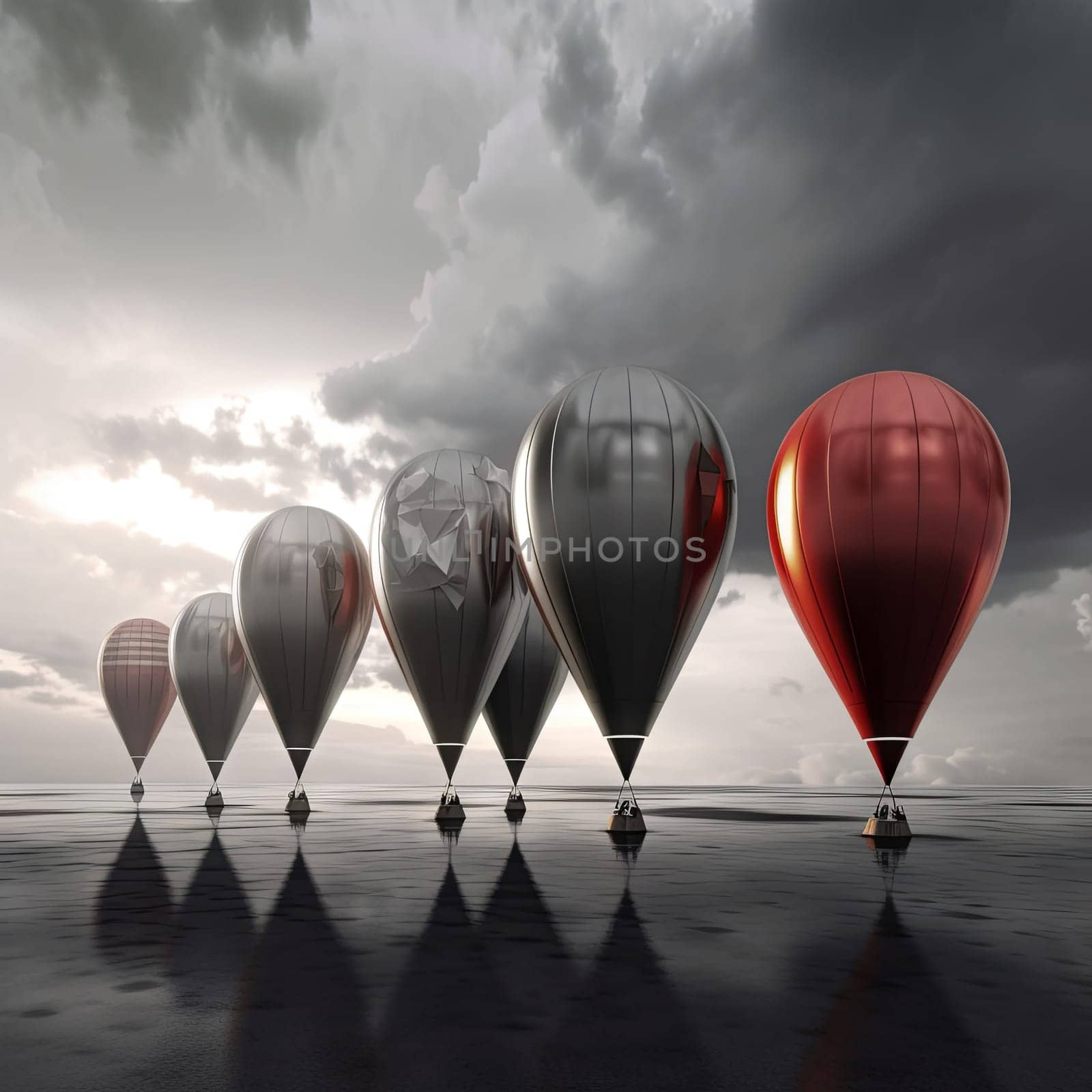 Image of several balloons. Flight in a hot air balloon. High quality photo