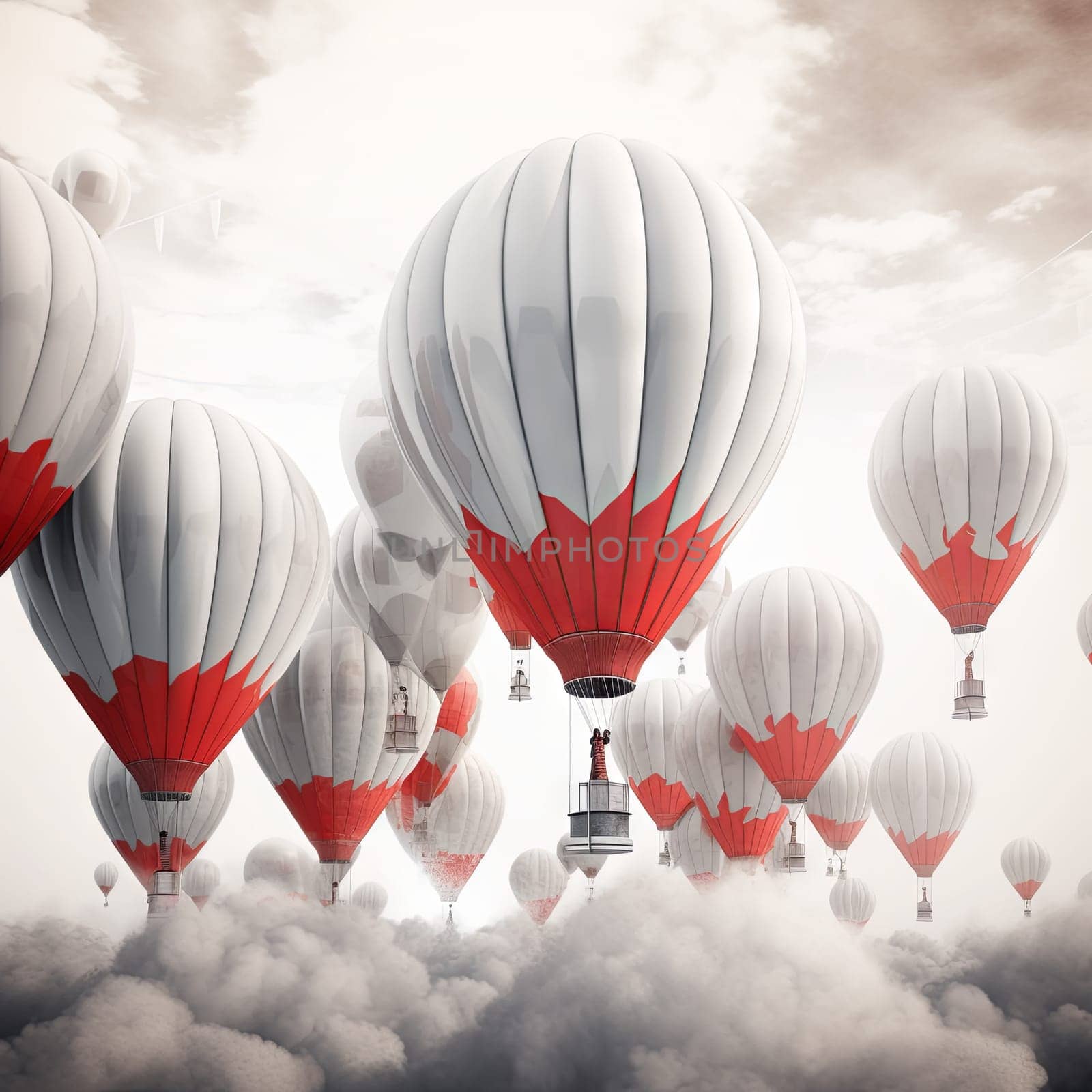 Image of several balloons. Flight in a hot air balloon. High quality photo