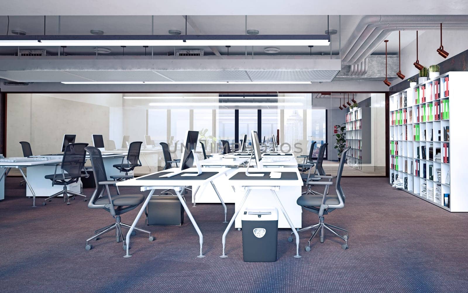 modern office interior, 3d rendering concept design