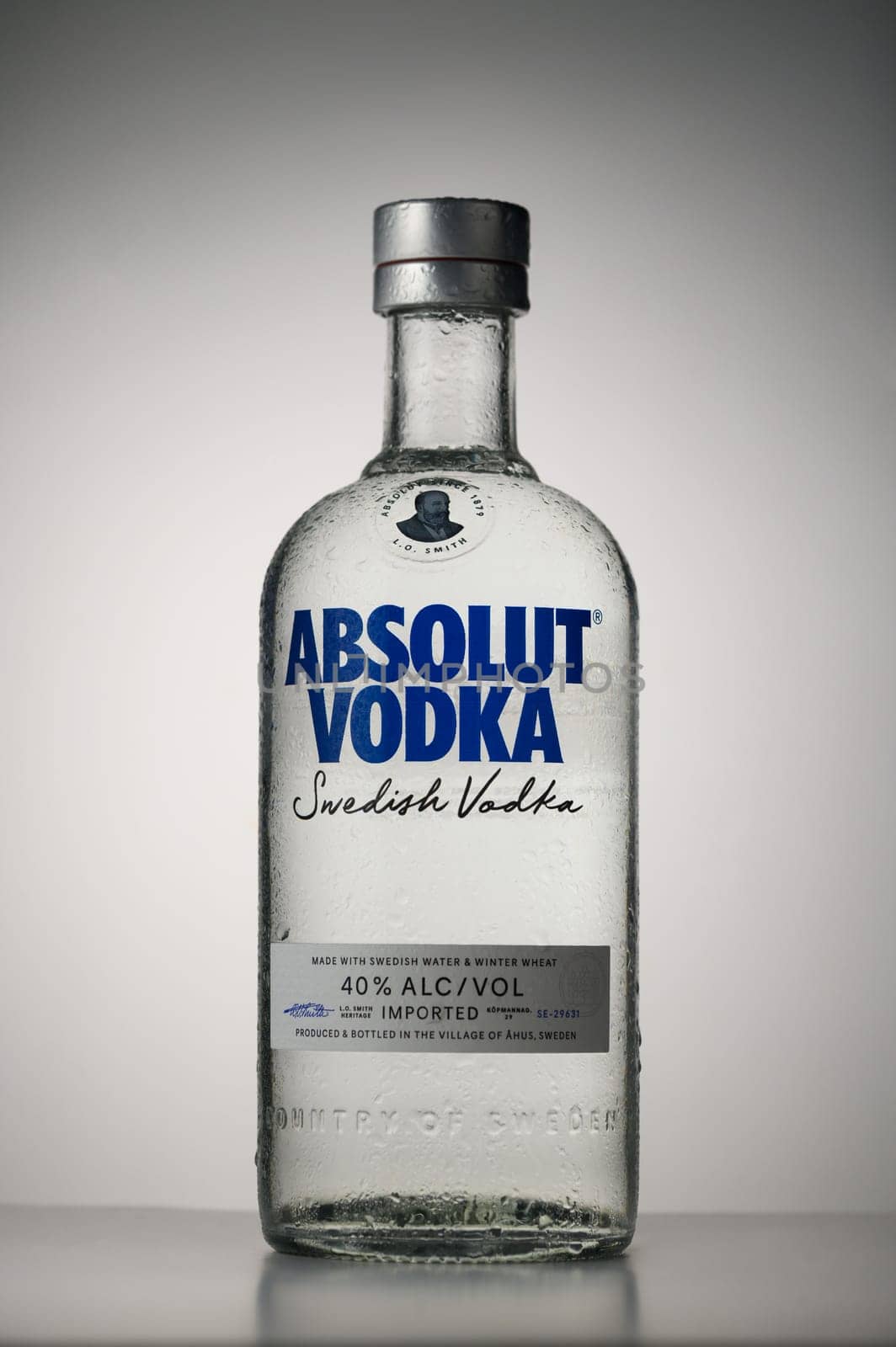 Gaziveren Cyprus -03.03.2025 Absolut Vodka is a Swedish brand of vodka.This captivating bottle radiates sophistication, embodying the essence of Swedish vodka in minimalist design.