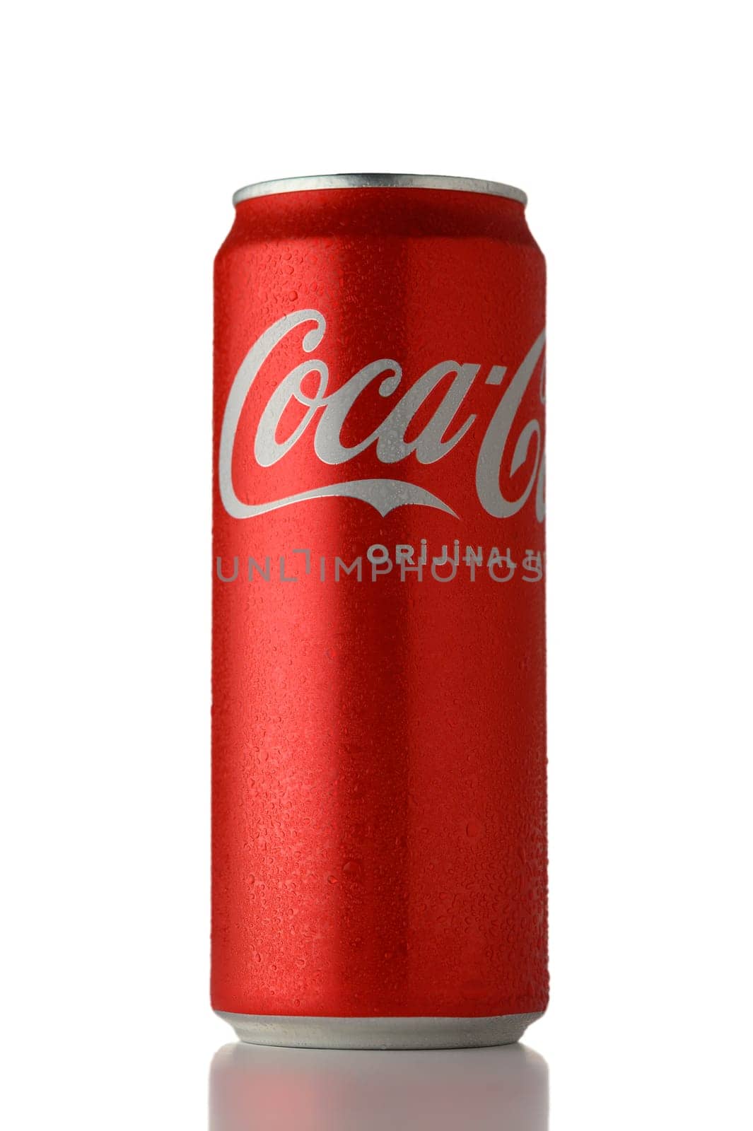 Gaziveren Cyprus -03.03.2025 Coca-Cola Original Taste 330ml Can A cold can stands tall, showcasing vibrant color and promising a fizzy experience, perfect for any gathering.