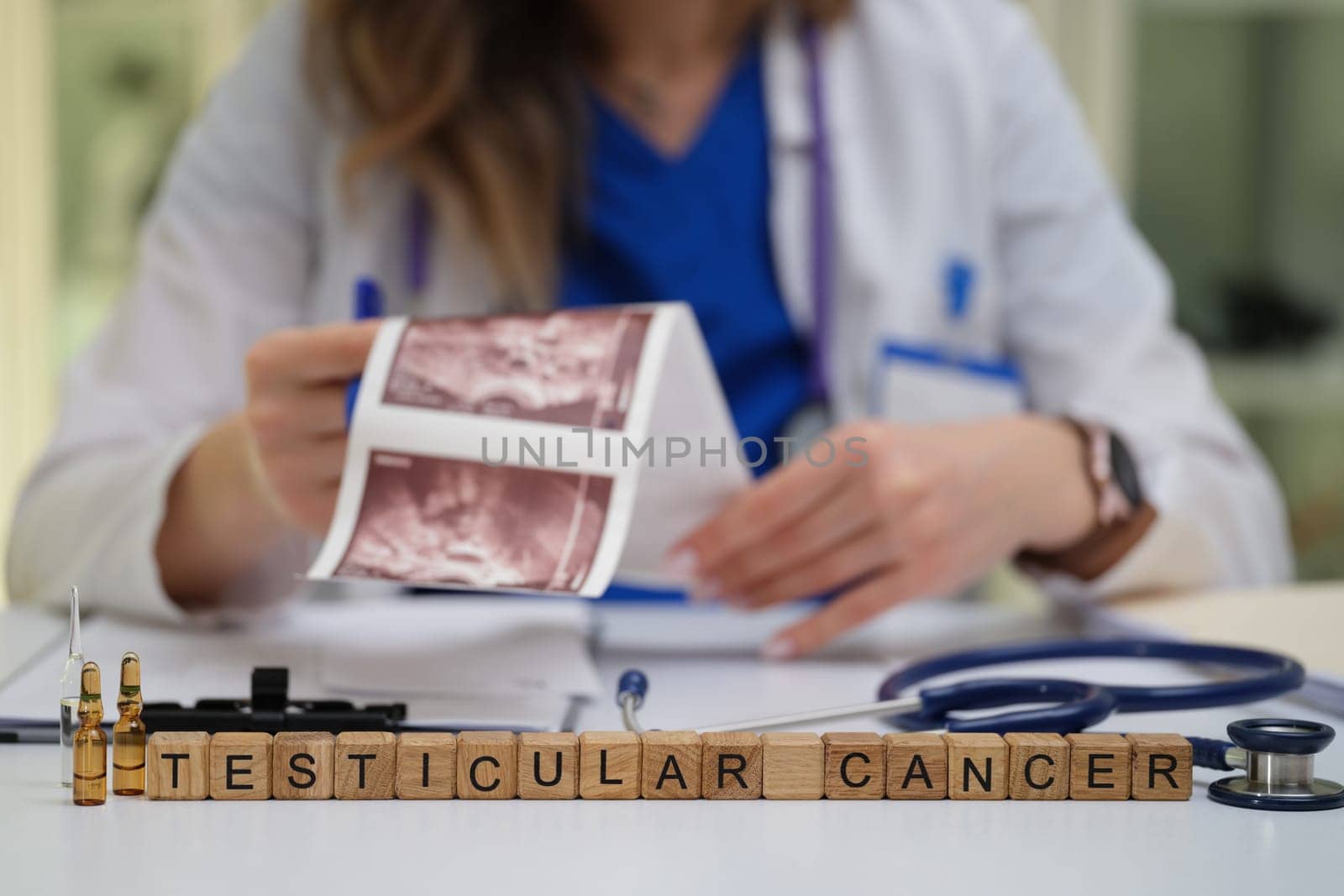 A healthcare professional carefully analyzes important diagnostic images that are related to testicular cancer