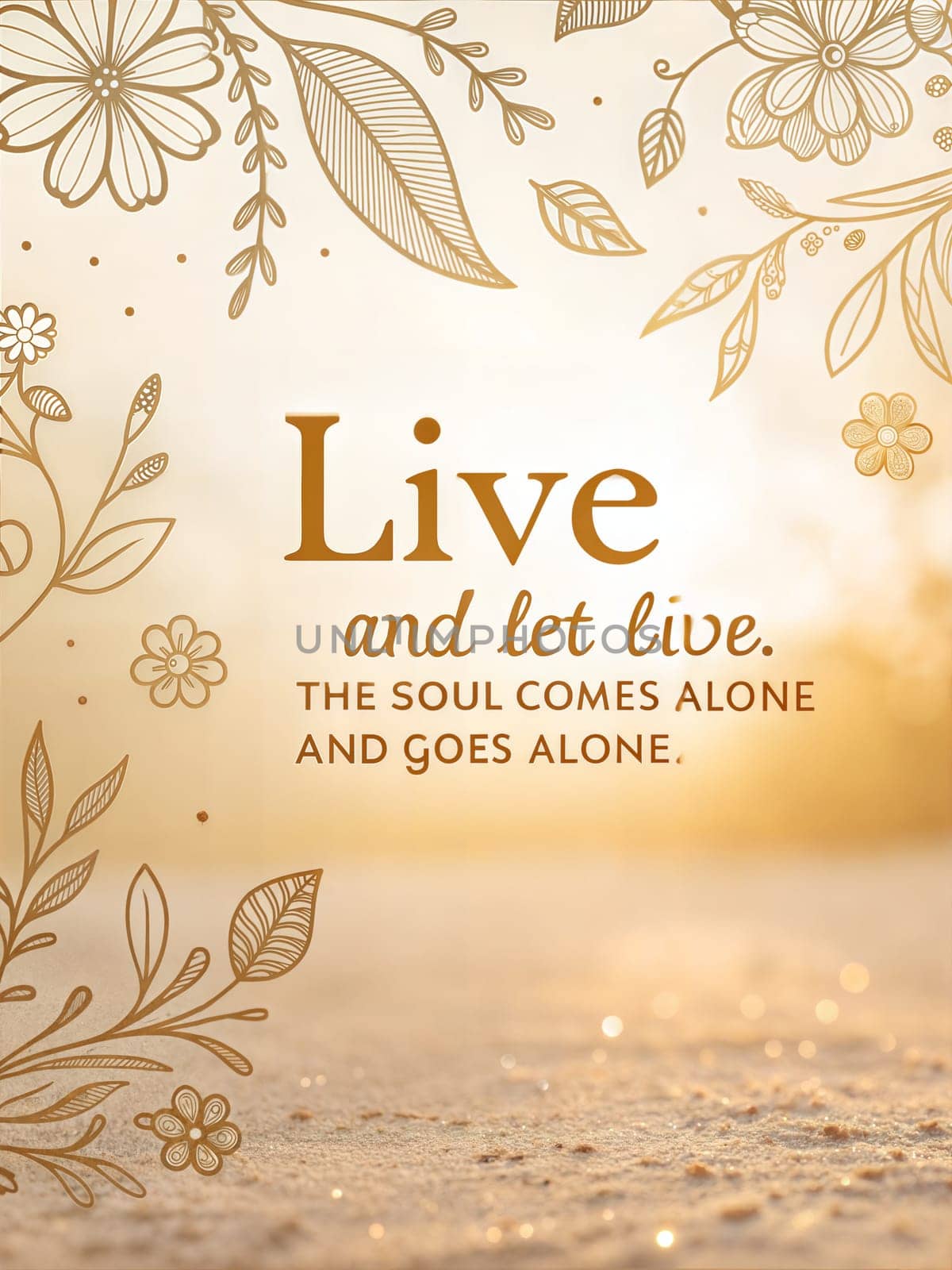 A beautiful artistic typography design featuring an inspirational quote, perfect for motivational and spiritual contexts. An artistic typography design featuring an inspirational Jain quote