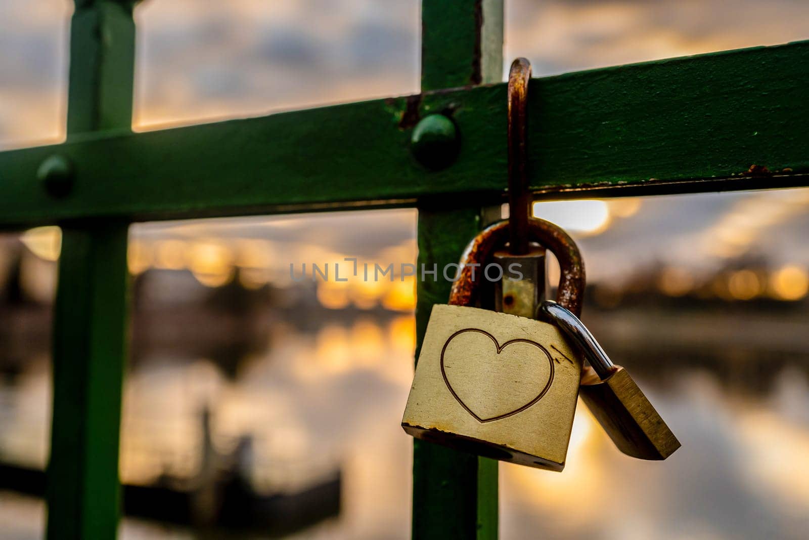 Heart Lock On Bridge Symbolizes Lovers