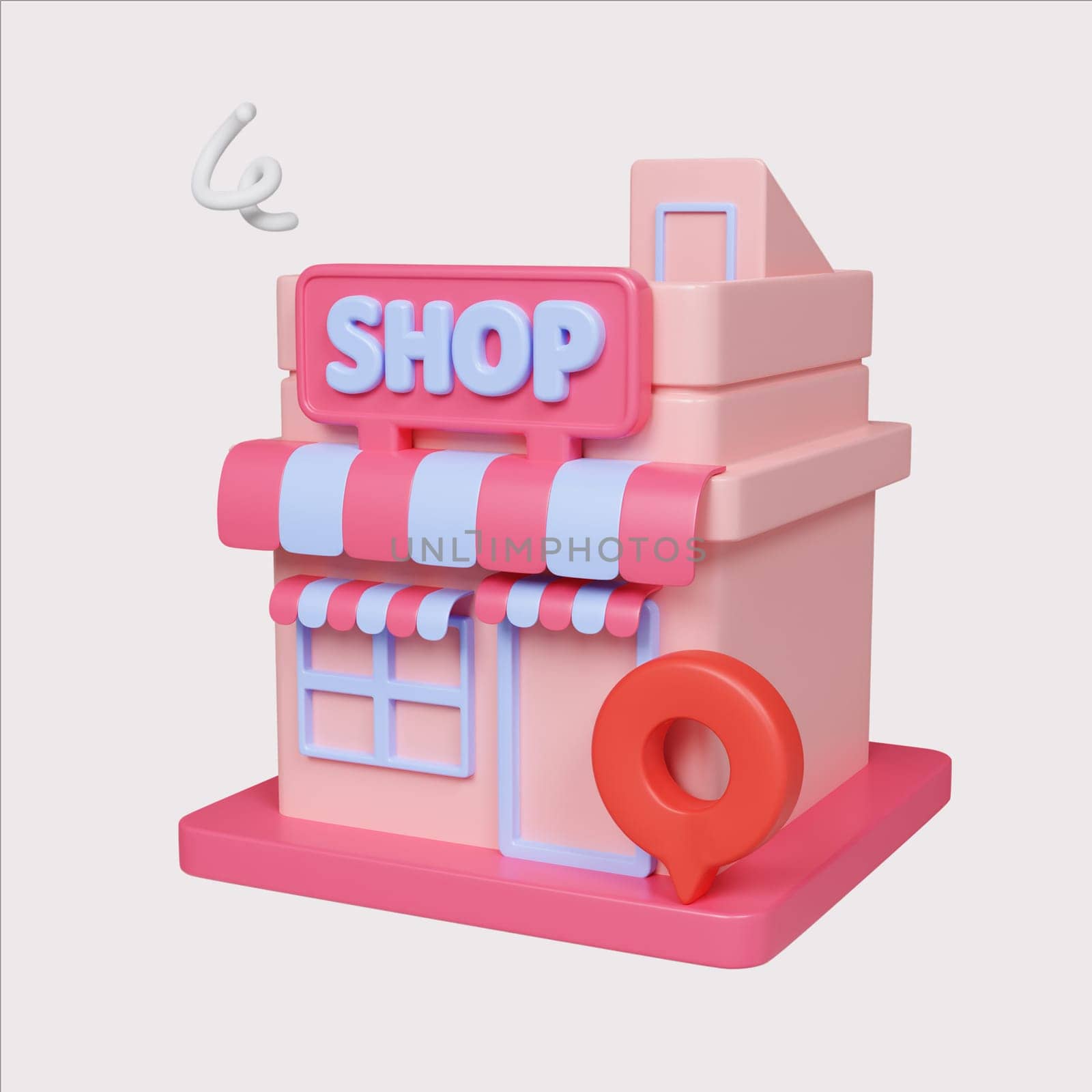 An inviting 3D illustration of a shop, suitable for retail businesses and marketing.