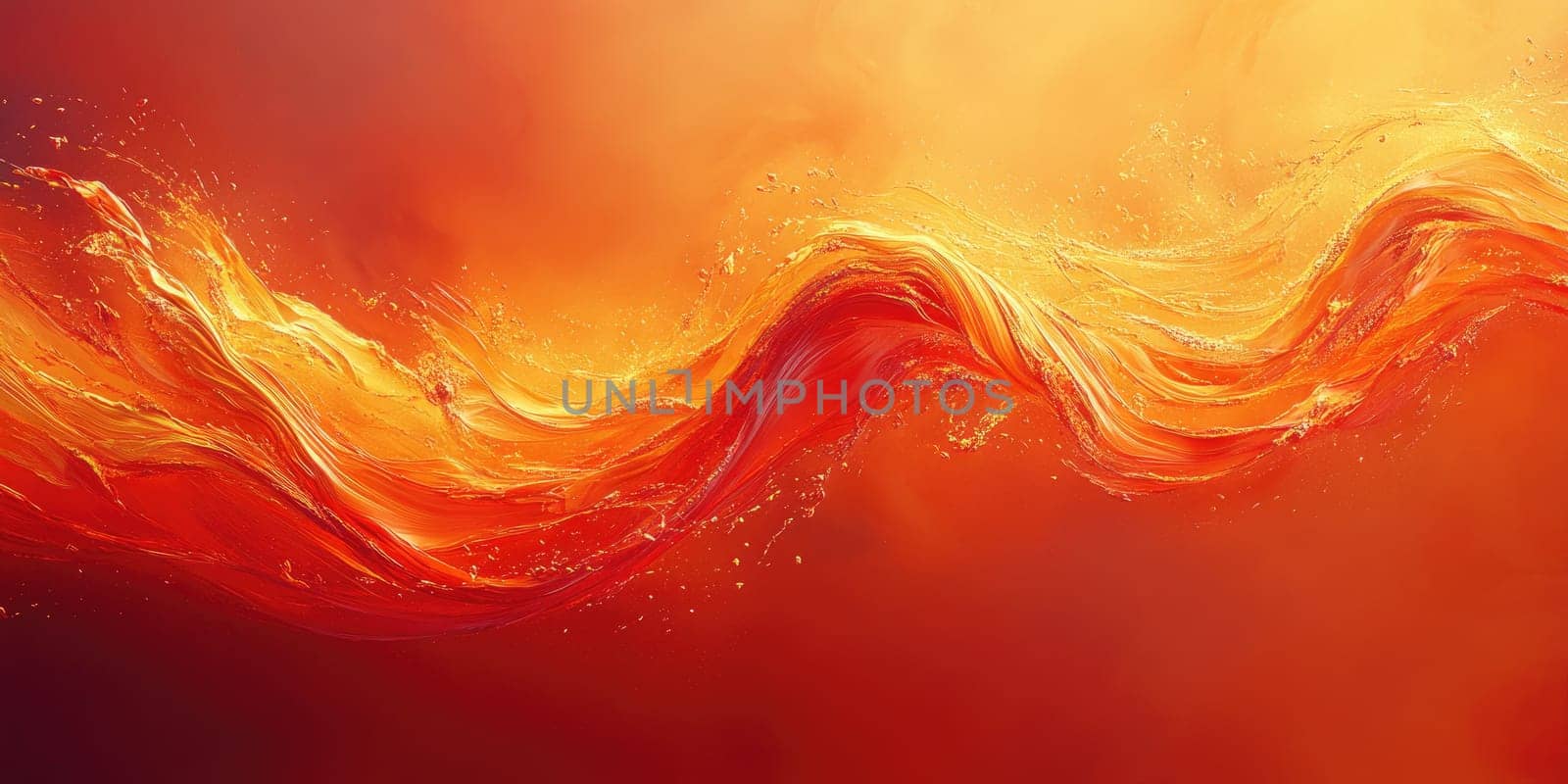 Colorful waves of orange and gold swirl together, representing a dynamic interplay of light and fluid motion. This abstract display evokes warmth and vitality, creating a stunning visual experience.