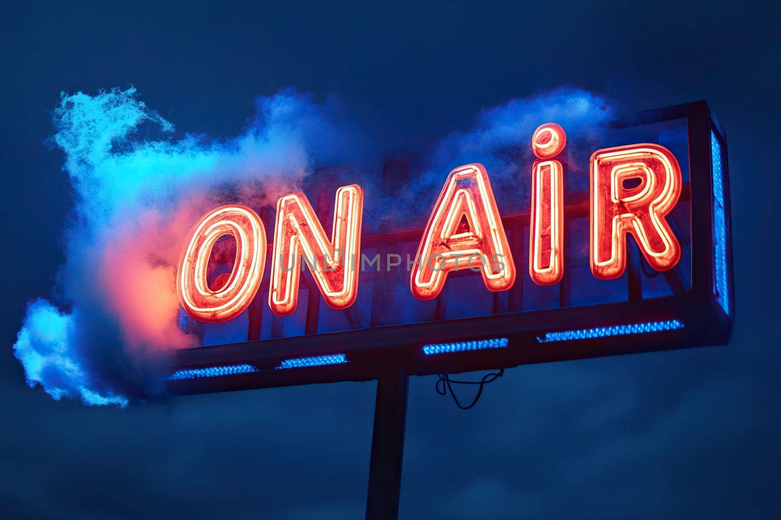 The inscription On air on a blue background