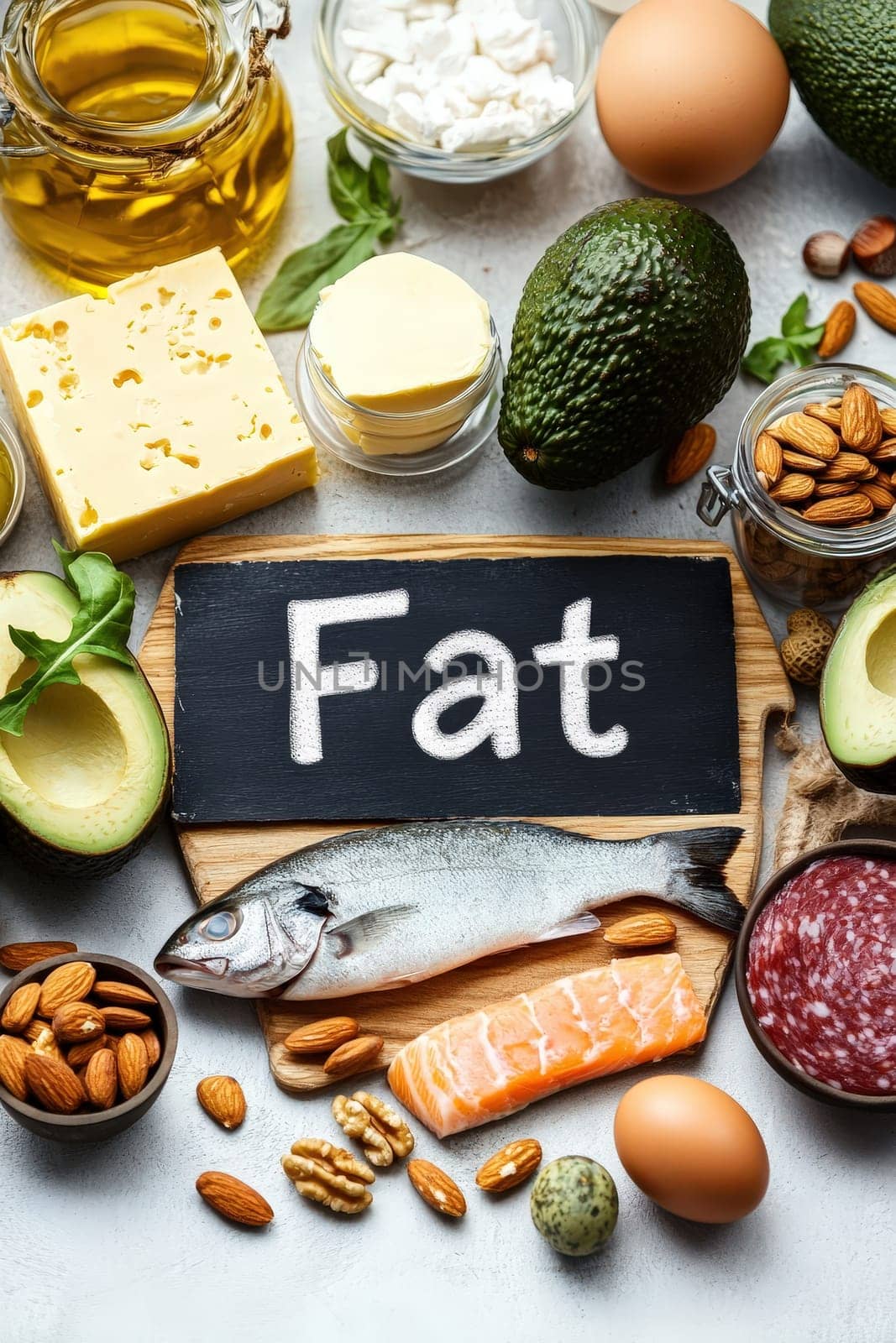 different products containing fat. Selective focus. food.
