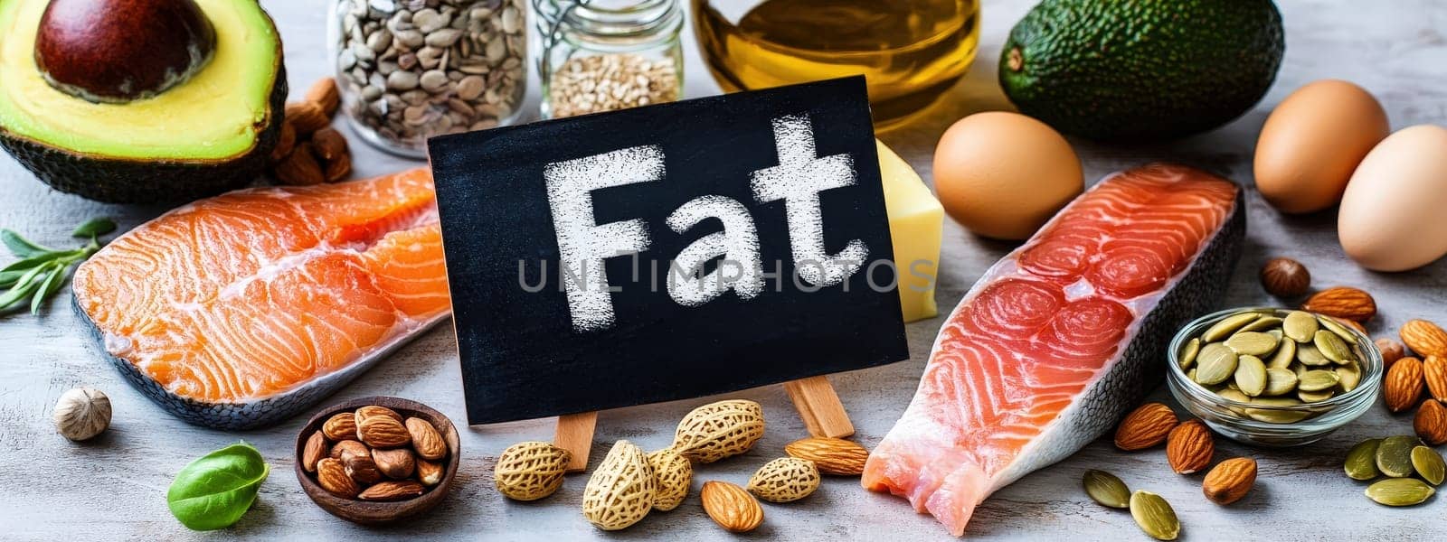 different products containing fat. Selective focus. food.
