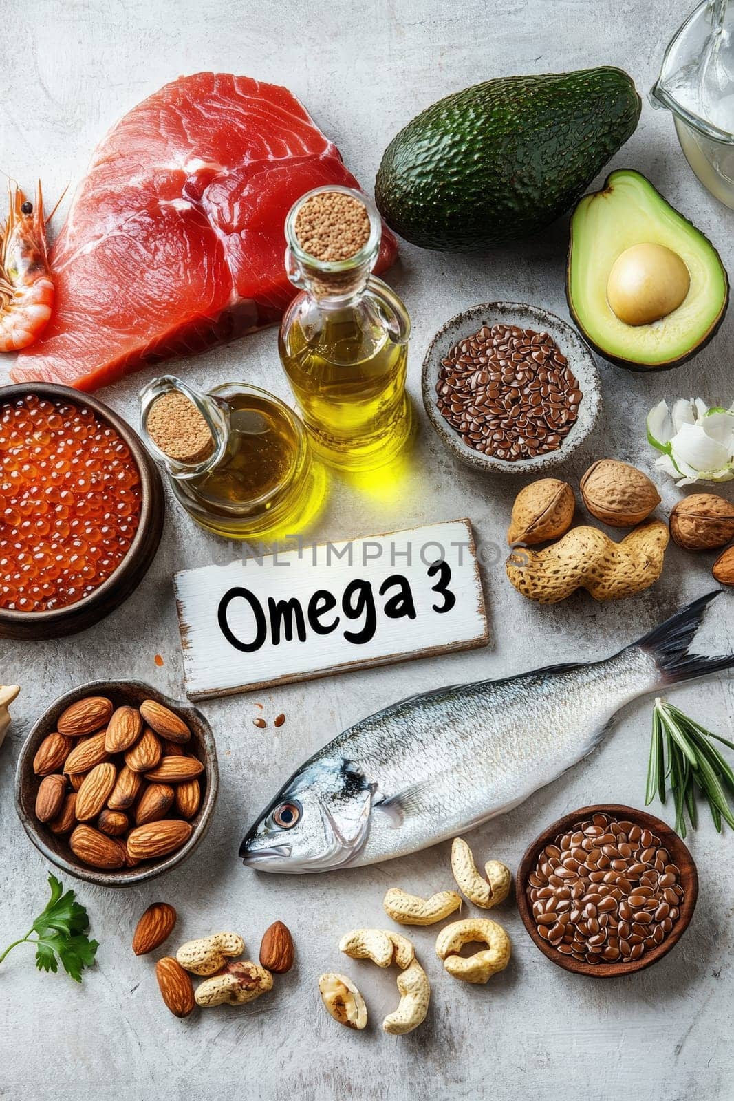 different products containing omega 3. Selective focus. food.
