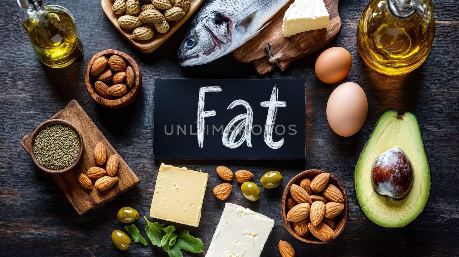 different products containing fat. Selective focus. food.