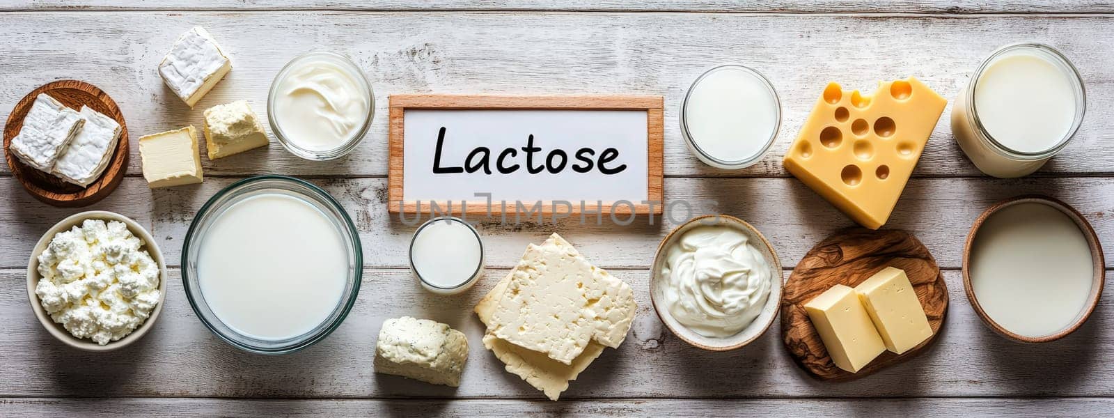 different products containing lactose. Selective focus. food.