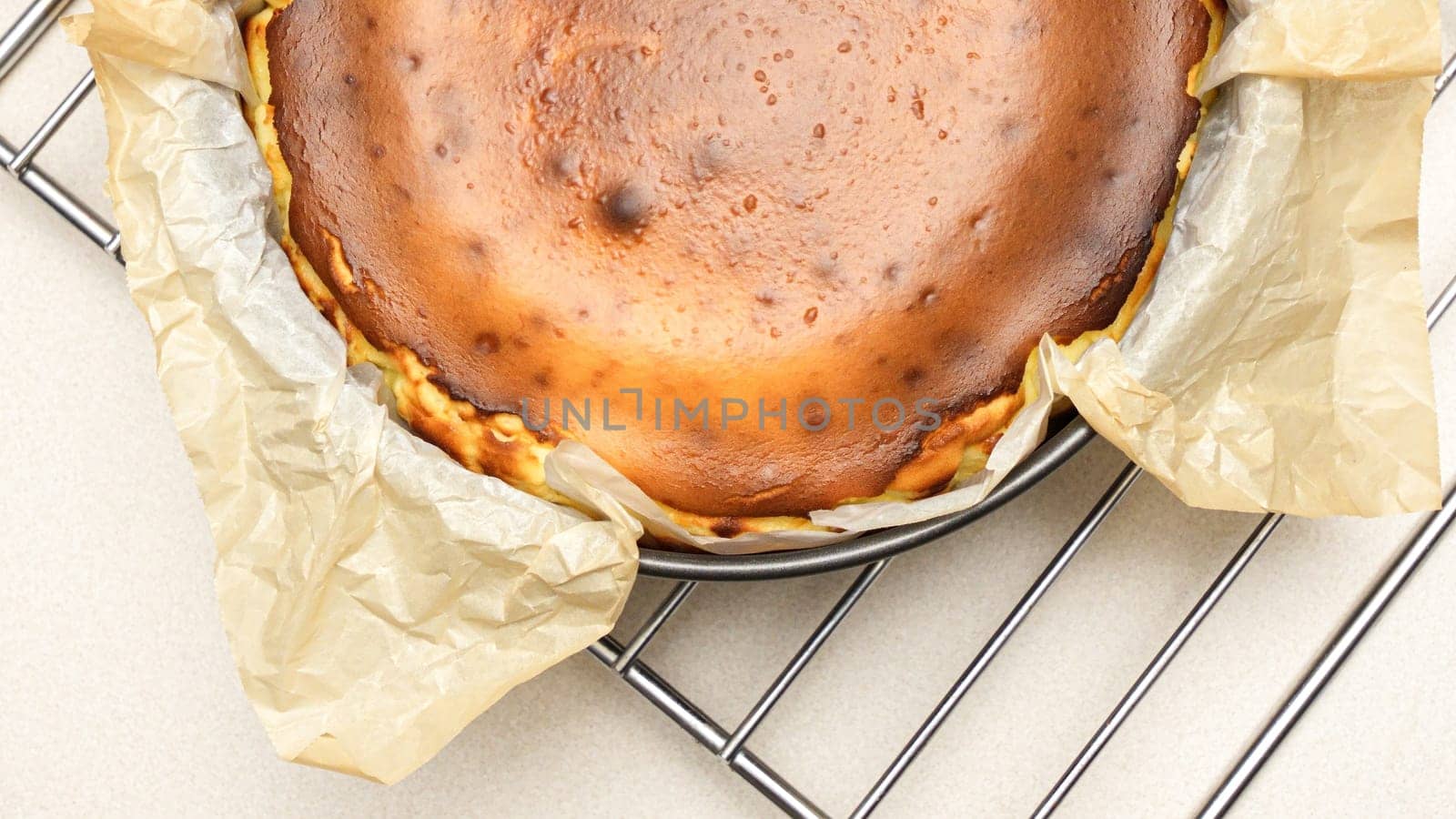Delicious Homemade San Sebastien Cheesecake With caramel Crust And Creamy Filling Baked To Perfection.