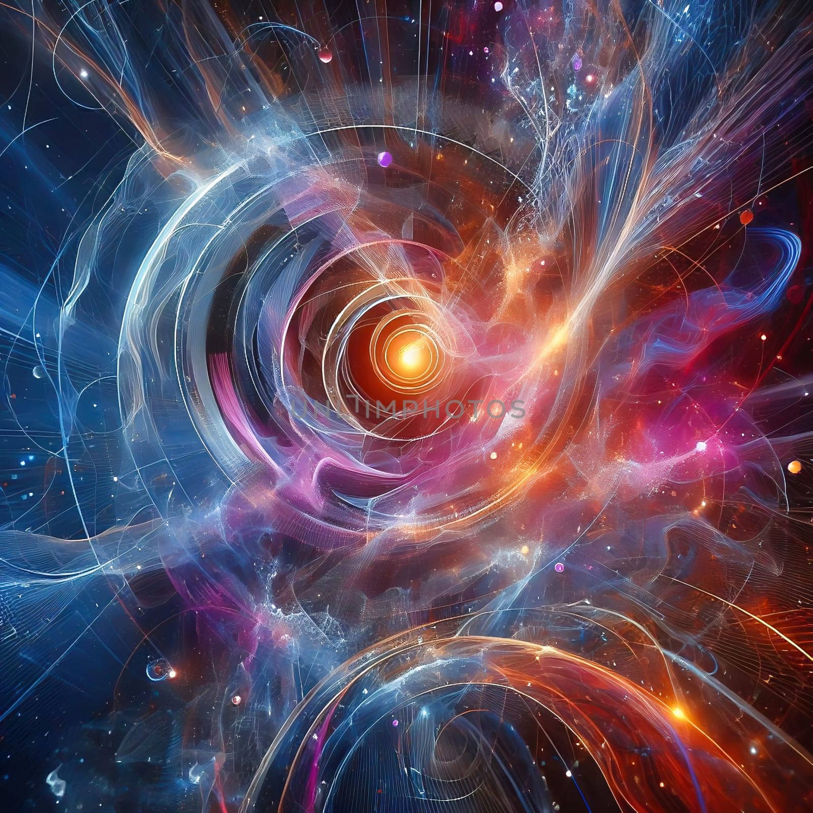 Futuristic abstract 3D illustration with bright colors, swirls and geometric elements. Dynamic, creative design for modern digital art.