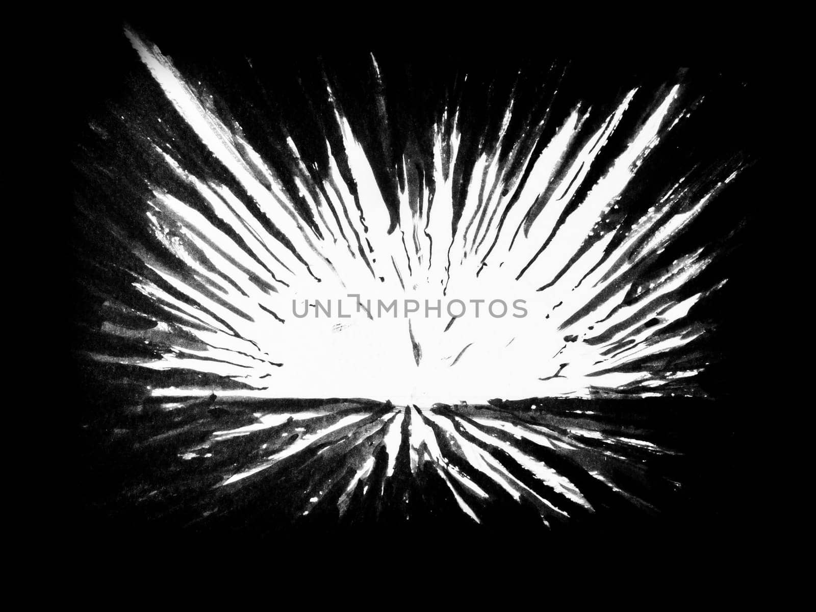 Drawn background image of outward expanding irregular white lines on a black background.
