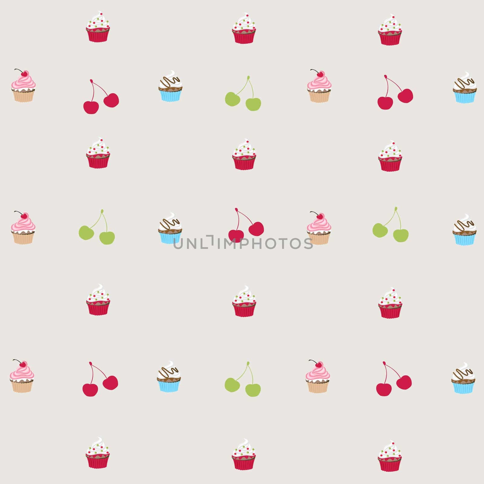 seamless pattern with decorated cupcakes