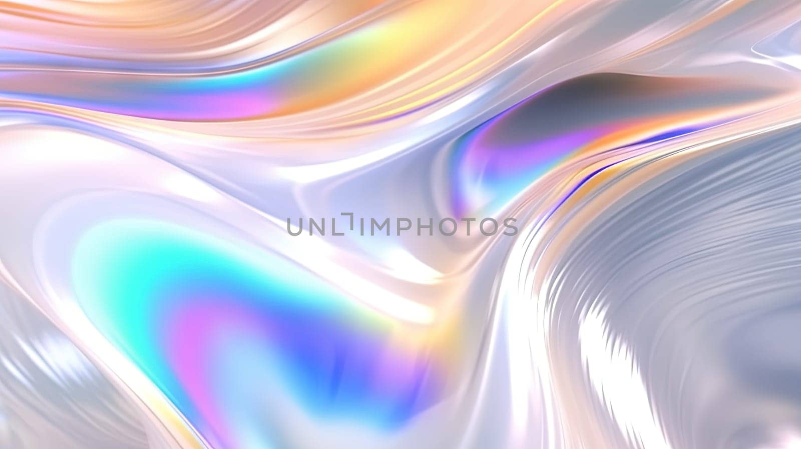 Abstract holographic waves on the iridescent background. Generated AI