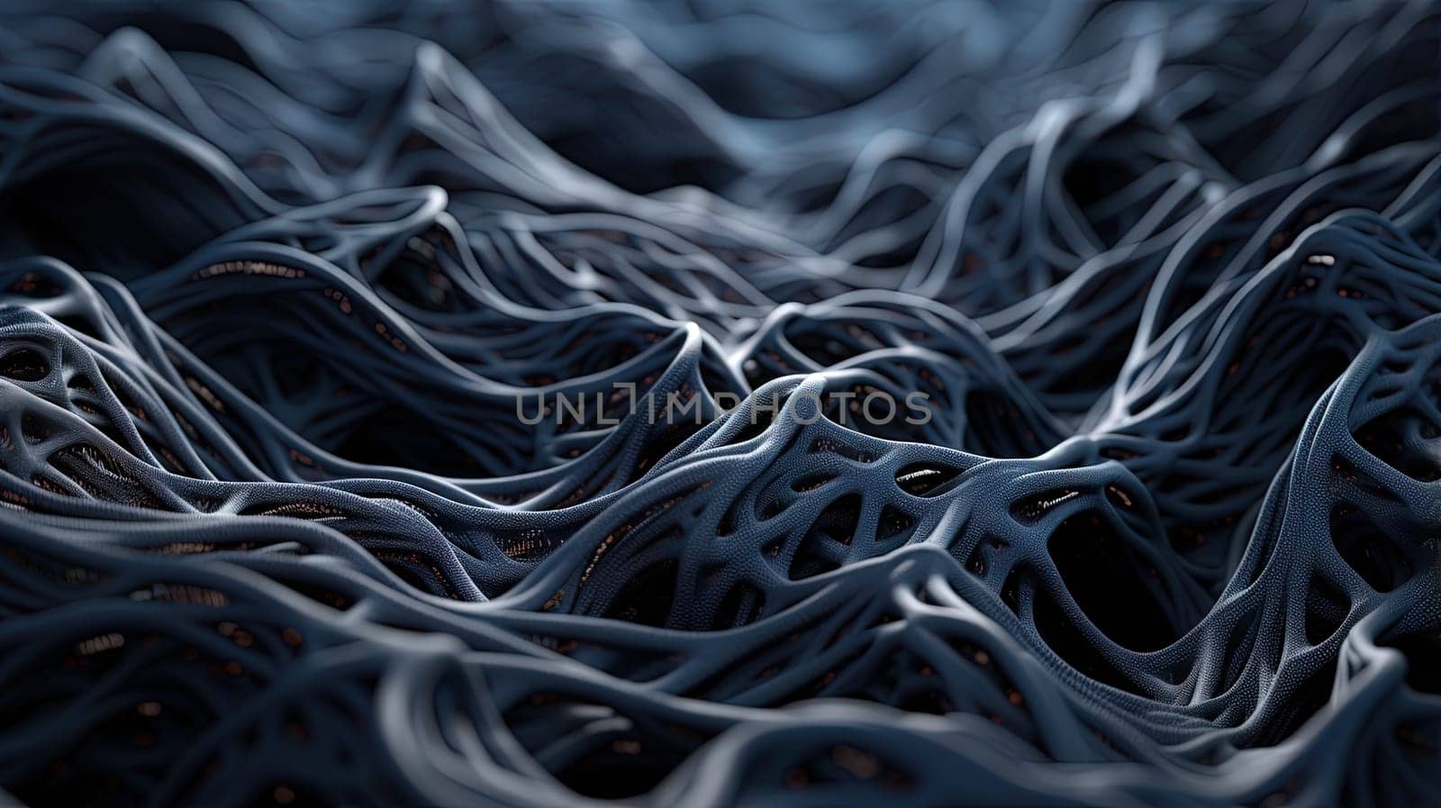 Scientific abstraction with futuristic textured tissue waves. Tech background with close-up wave bio texture. Generated AI