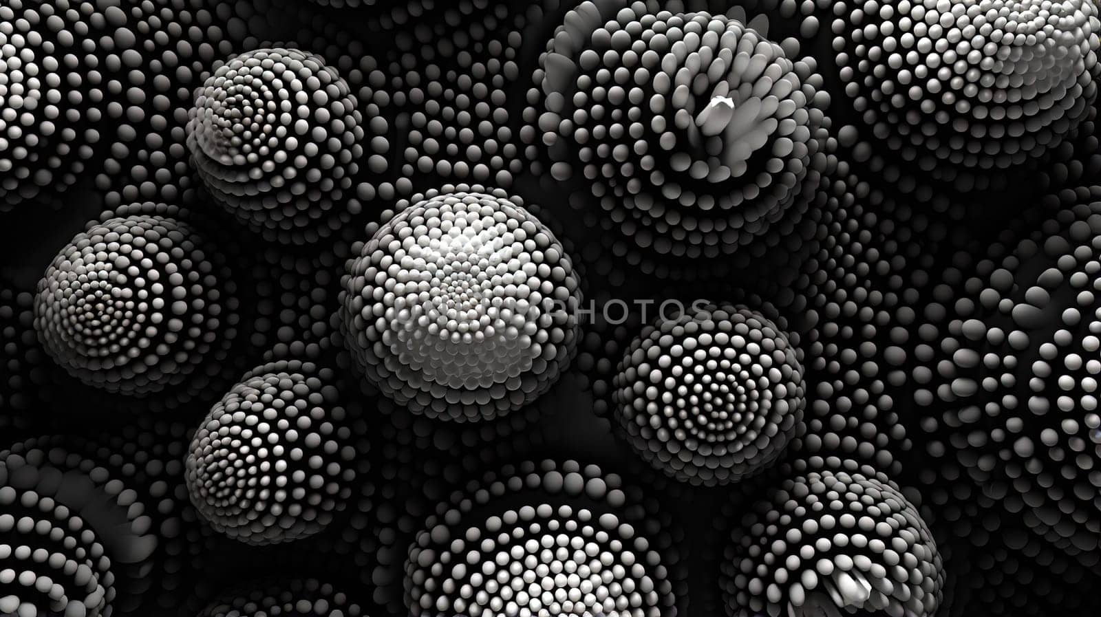 Abstract background with dotted fractal ornament and science styled cellular mesh. Generated AI.