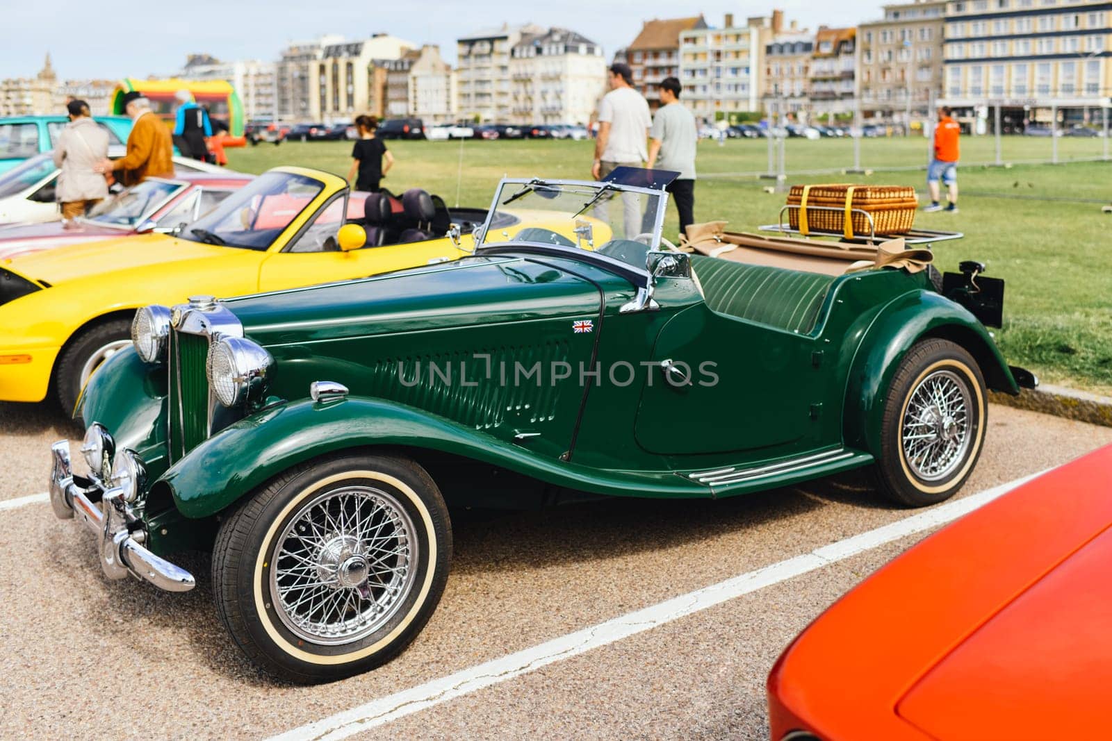 DIEPPE, FRANCE - MAY, 15, 2022: An old English car MG Vintage car