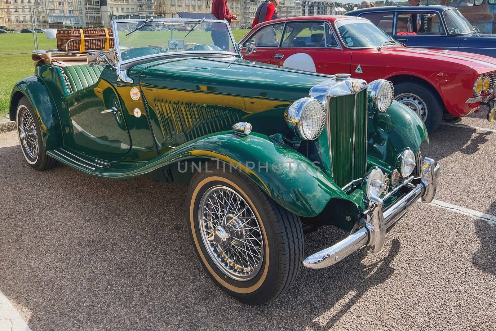 DIEPPE, FRANCE - MAY, 15, 2022: An old English car MG Vintage car